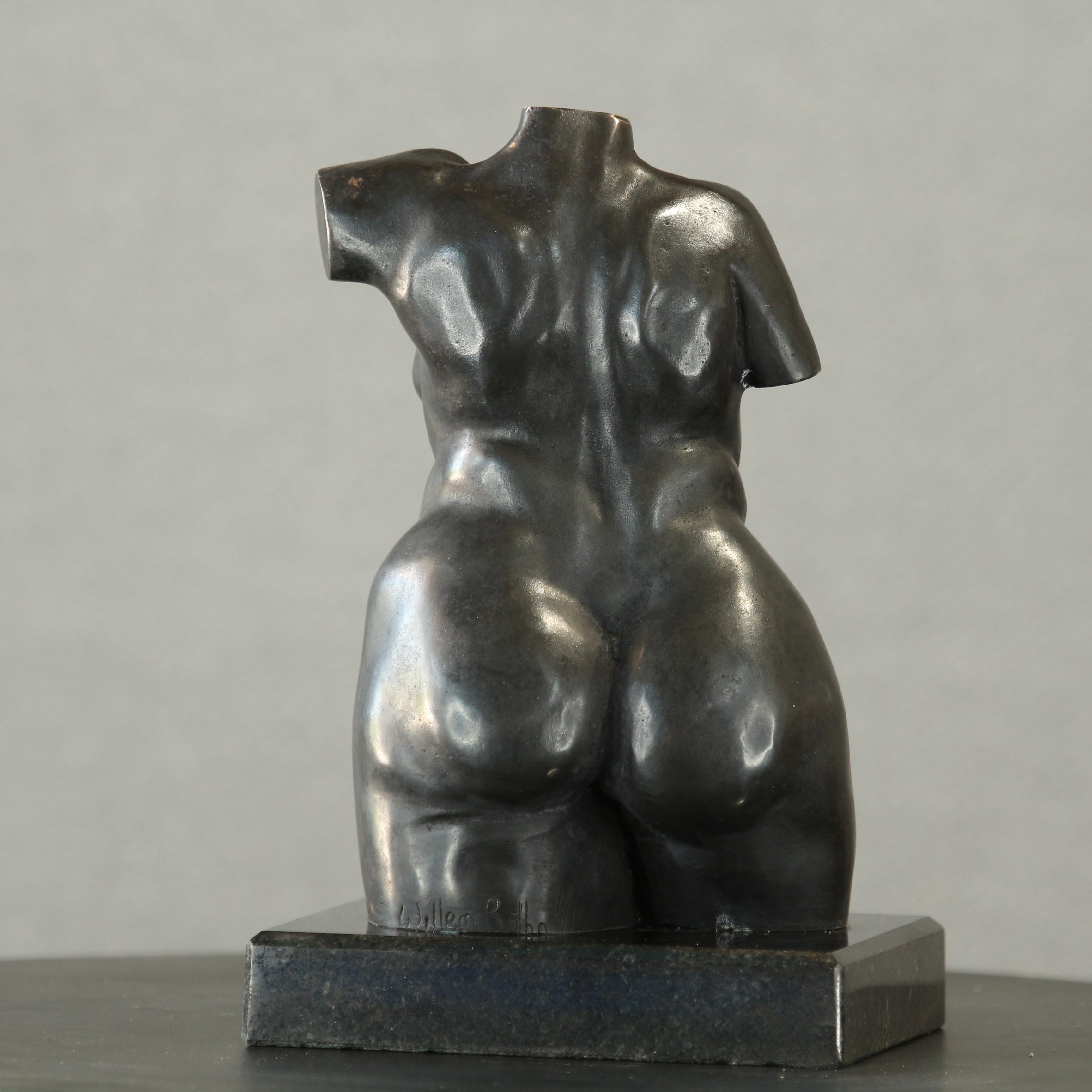 Female Torso - Small Figurative Sculpture Woman Bronze Dark Brown Patina For Sale 1