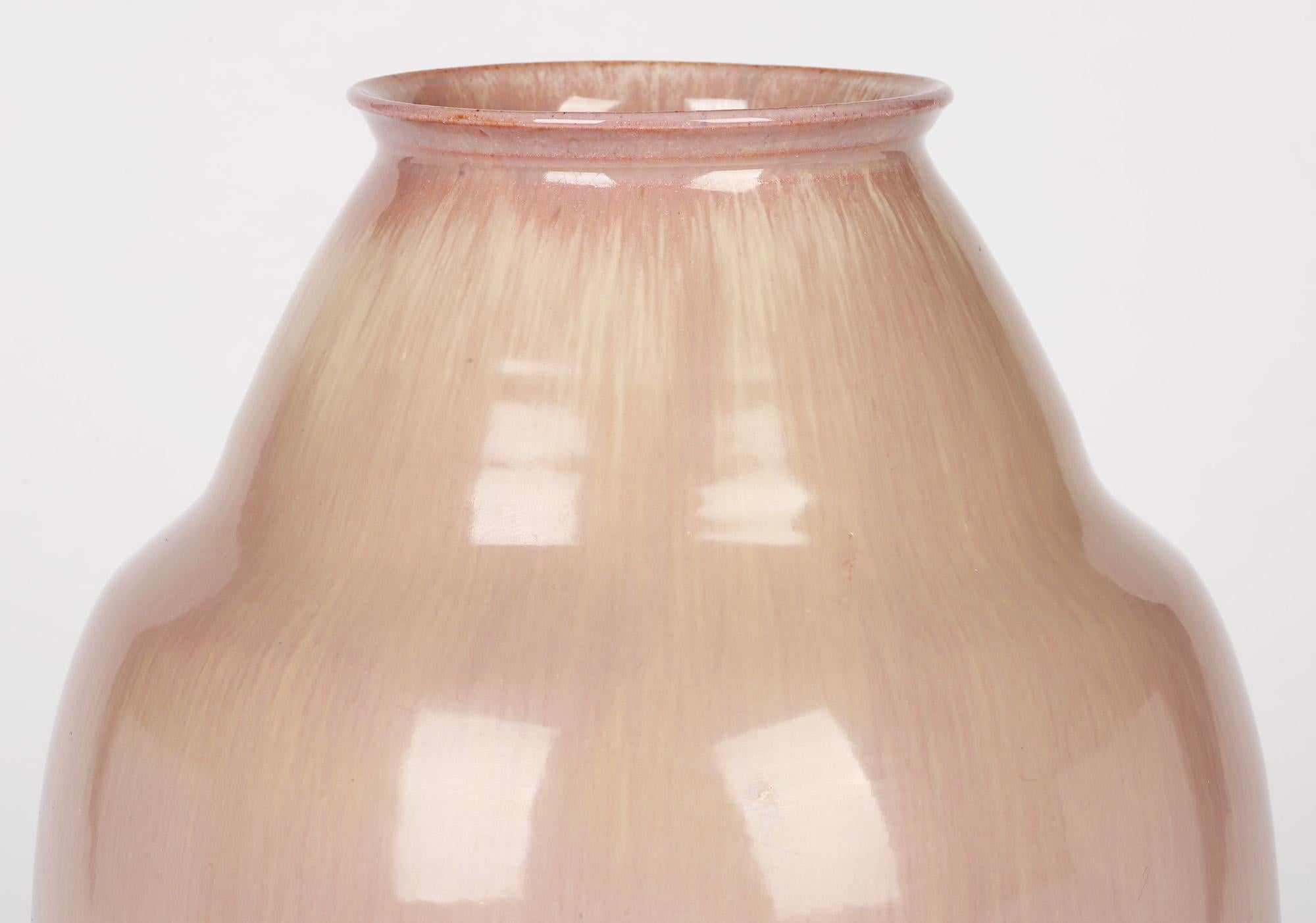 Willem Brouwer Dutch Art Deco Streak Glazed Art Pottery Vase For Sale 3