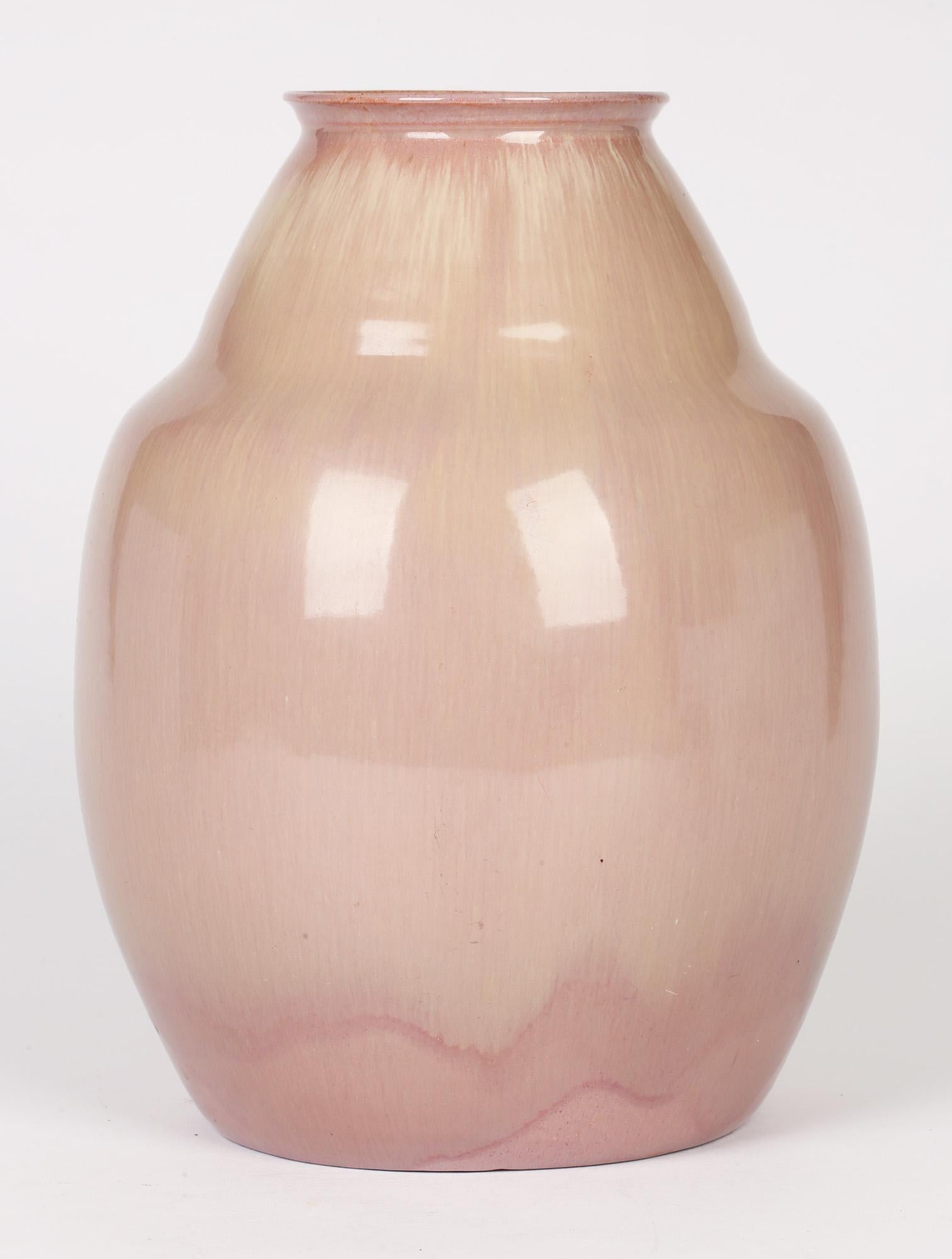 Willem Brouwer Dutch Art Deco Streak Glazed Art Pottery Vase For Sale 5