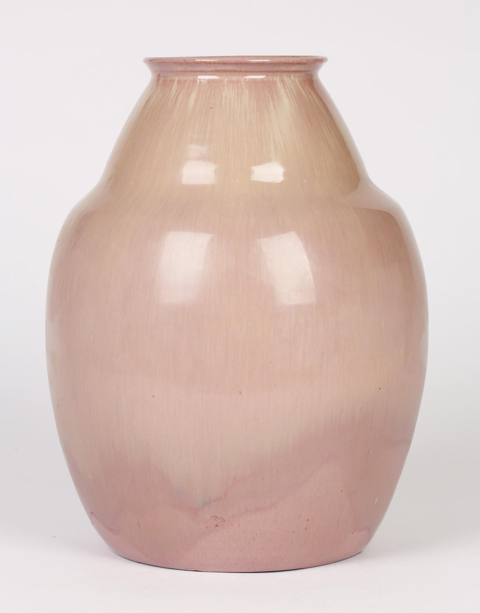 Willem Brouwer Dutch Art Deco Streak Glazed Art Pottery Vase For Sale 2