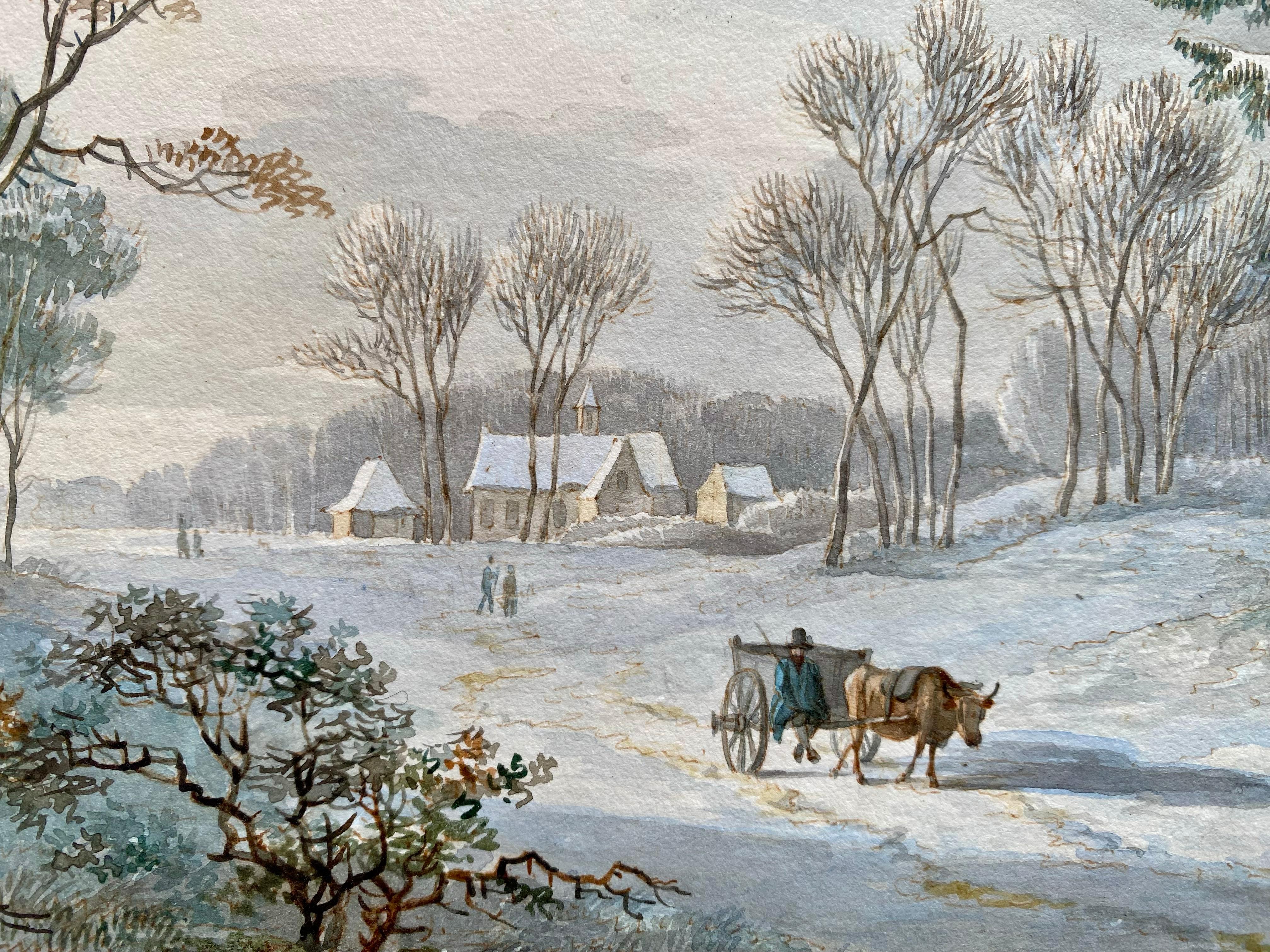 'A winter landscape with an ox-cart' by Willem De Klerk (1800  – 1876) For Sale 9