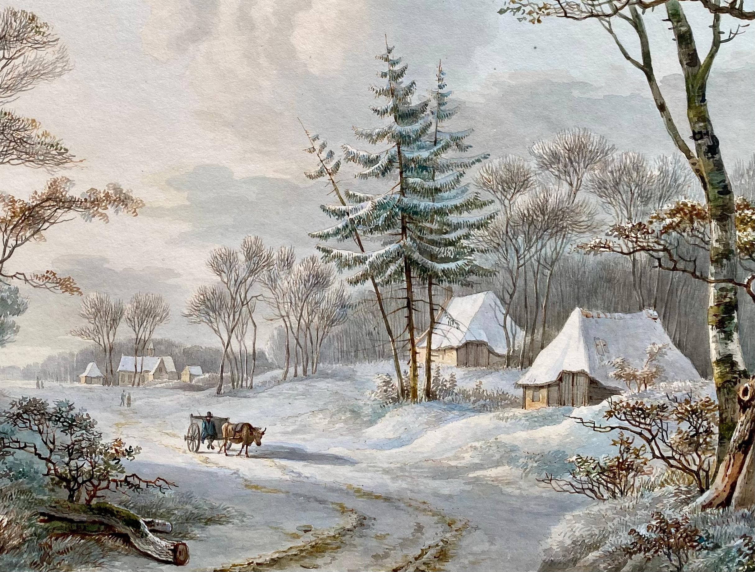 'A winter landscape with an ox-cart' by Willem De Klerk (1800  – 1876) For Sale 2