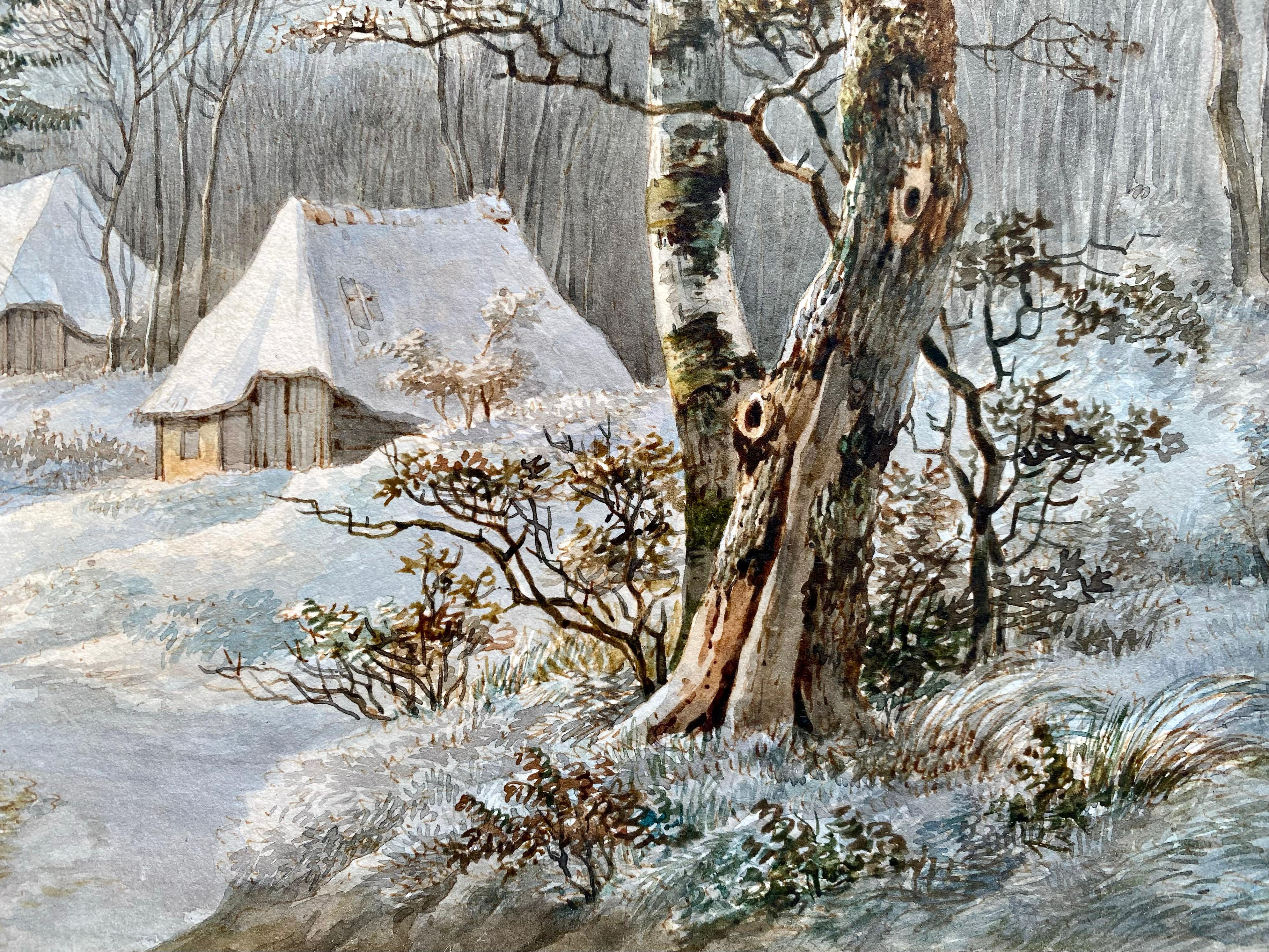 'A winter landscape with an ox-cart' by Willem De Klerk (1800  – 1876) For Sale 3