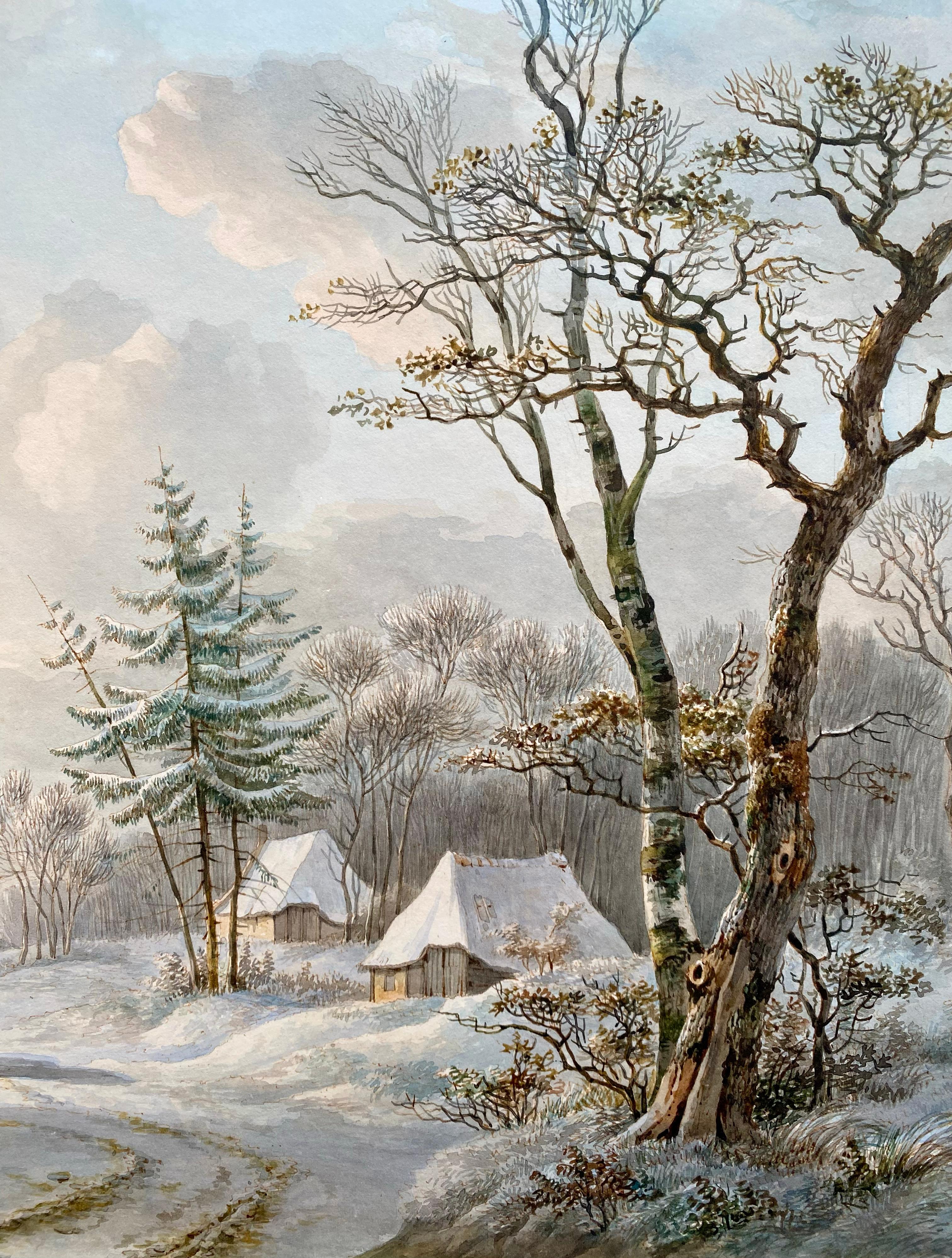 'A winter landscape with an ox-cart' by Willem De Klerk (1800  – 1876) For Sale 5