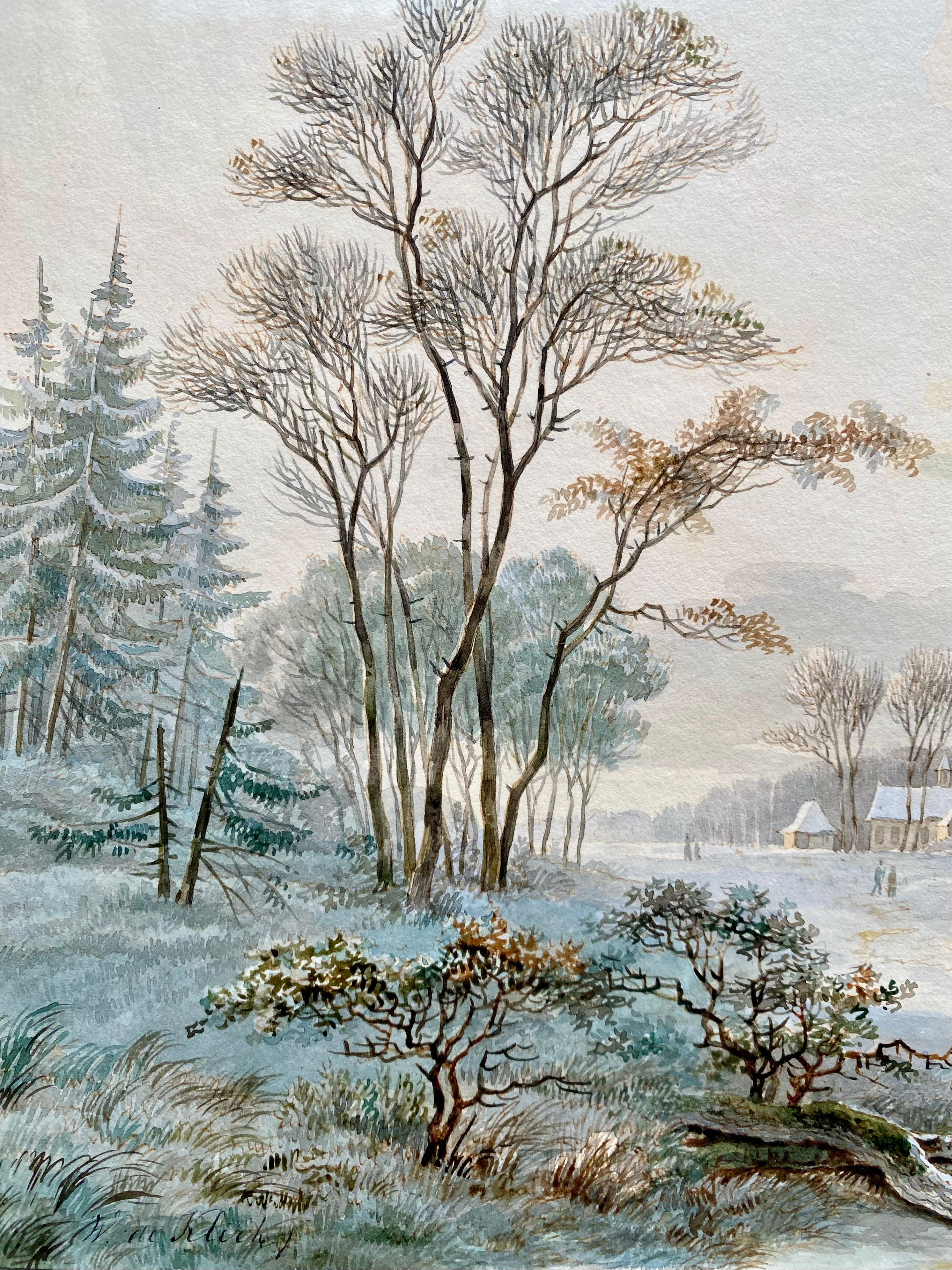 'A winter landscape with an ox-cart' by Willem De Klerk (1800  – 1876) For Sale 6