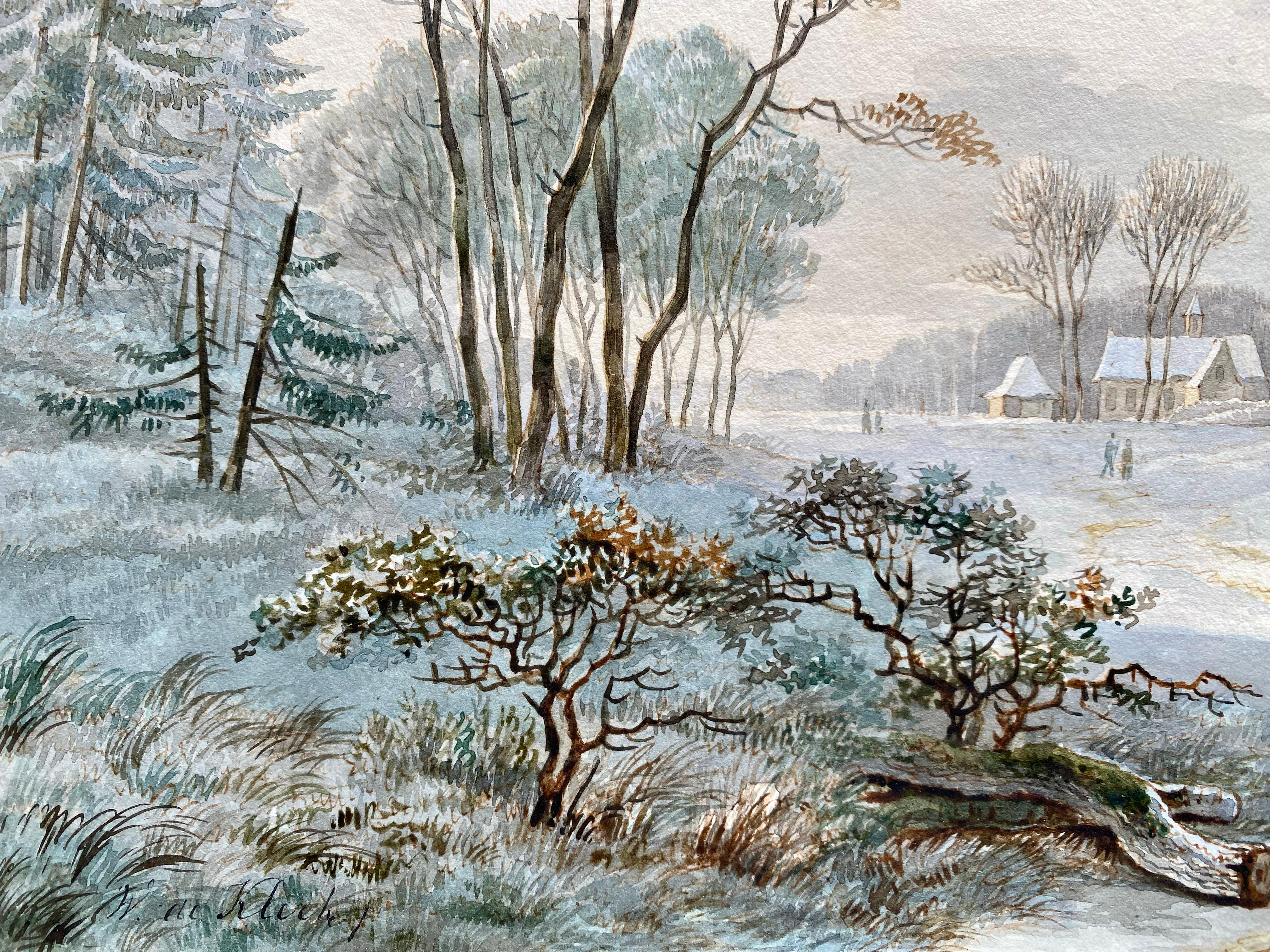 'A winter landscape with an ox-cart' by Willem De Klerk (1800  – 1876) For Sale 8