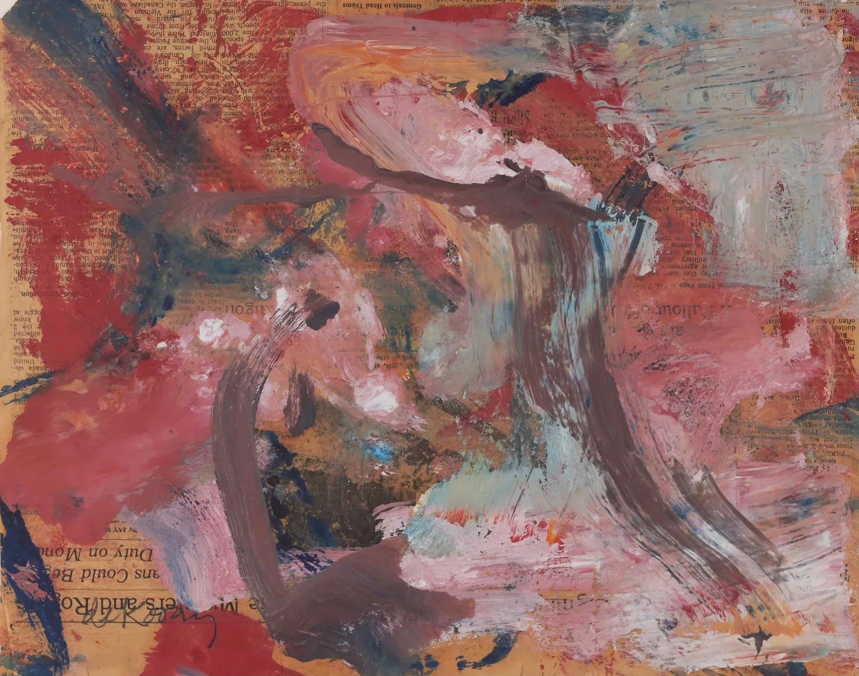 Willem De Kooning Abstract on Newspaper - Brown Abstract Painting by Willem de Kooning