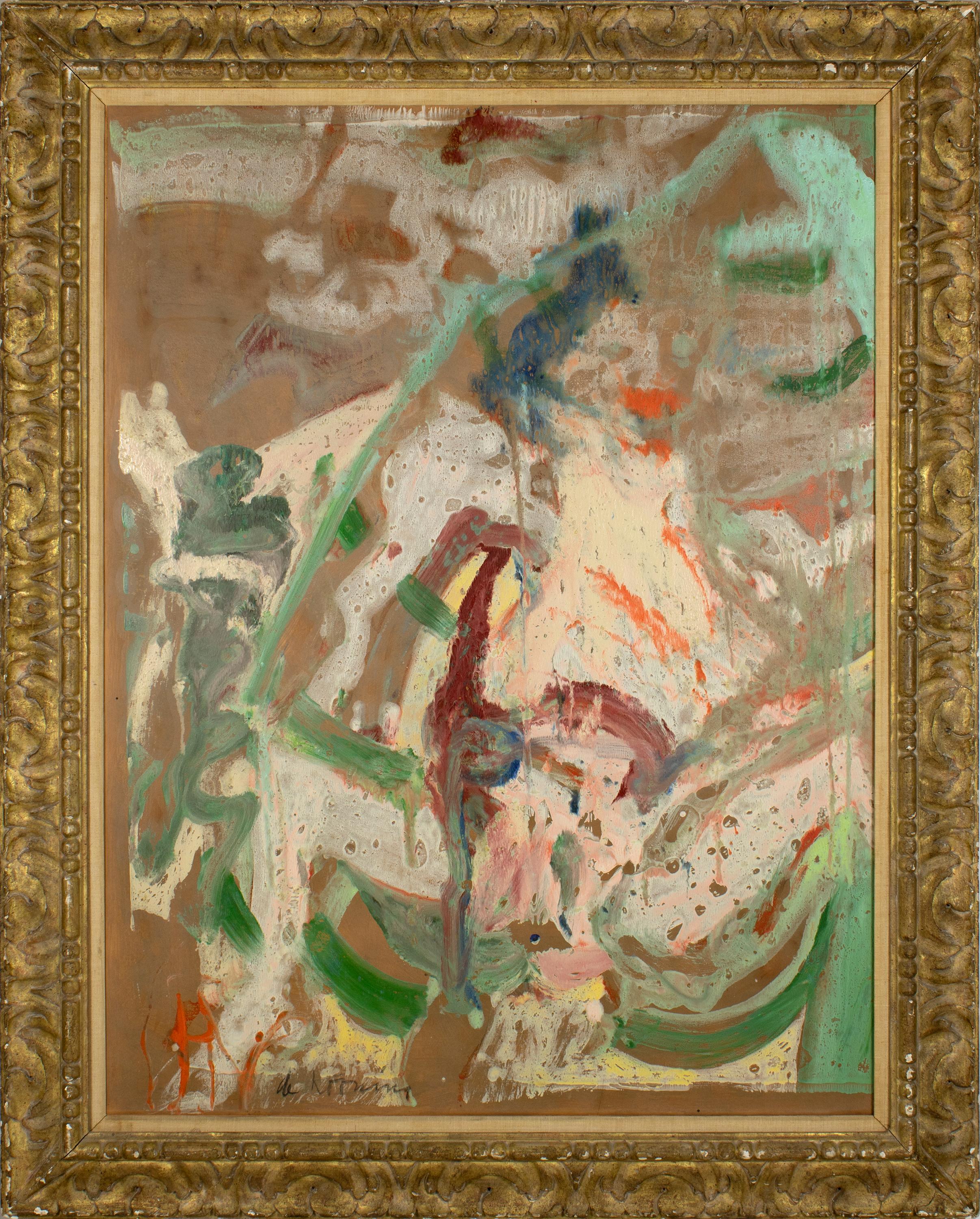 Woman in a Rowboat - Marron Abstract Painting par Willem de Kooning