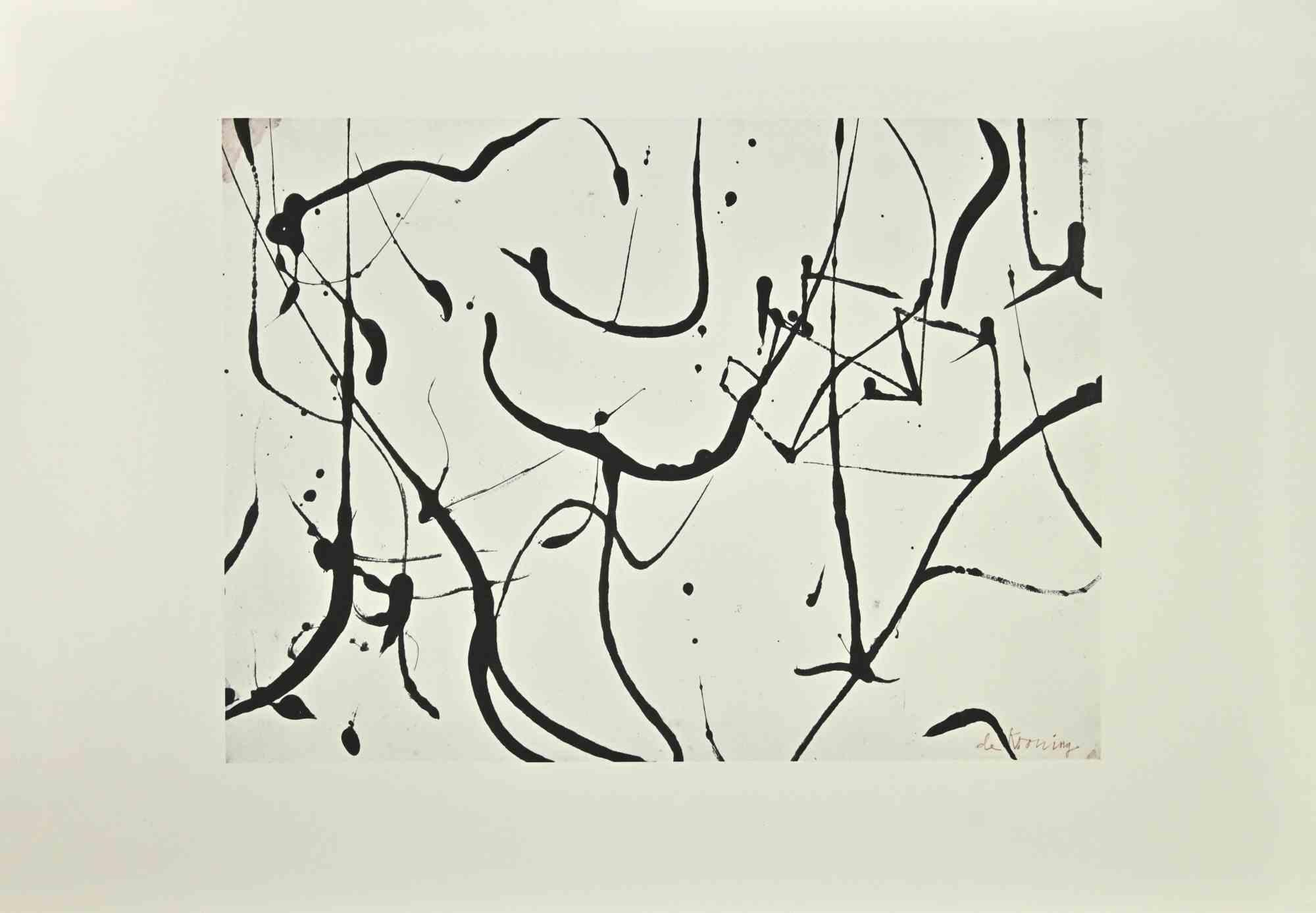 Abstrakt – Offset- und Lithographie nach Willem De Kooning – 1985