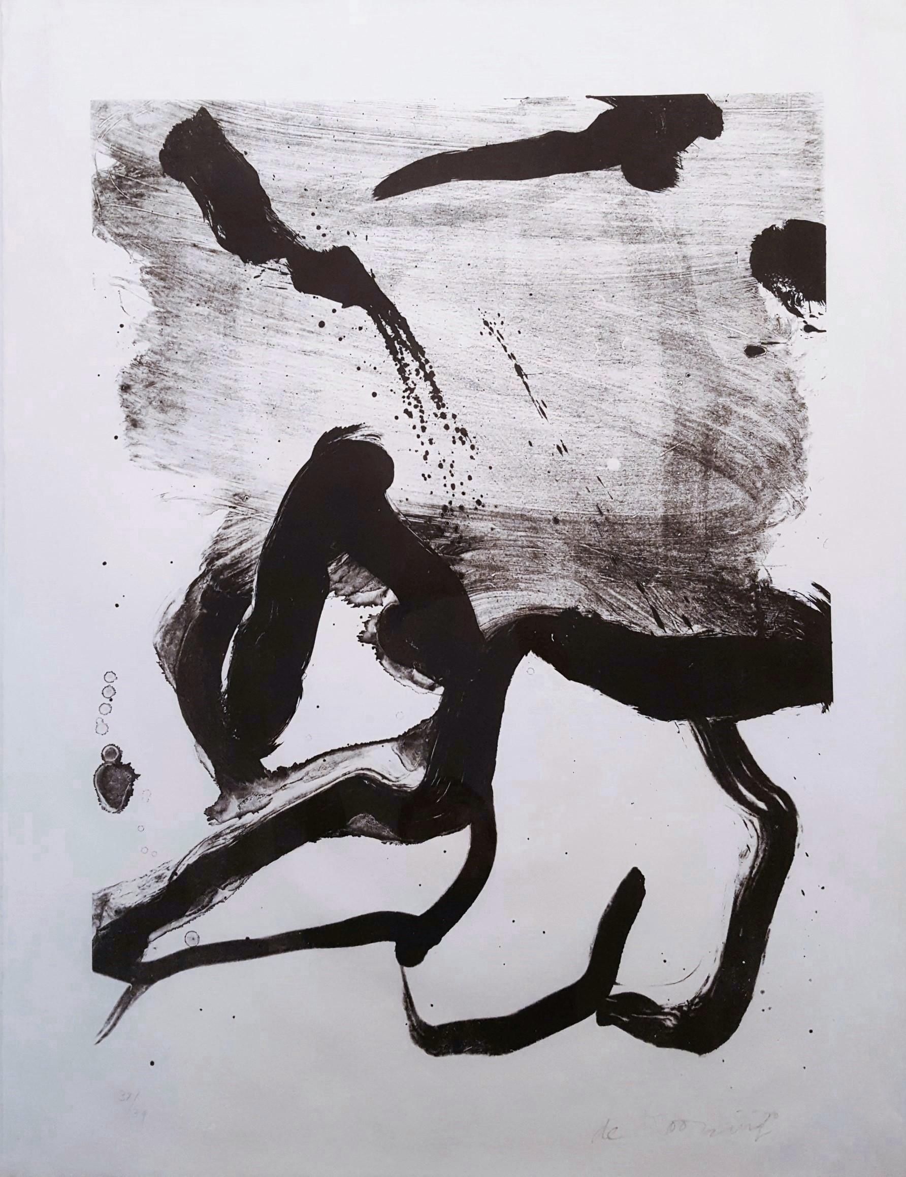 Willem de Kooning Abstract Print - Beach Scene /// Abstract Expressionist Minimalism Willem De Kooning Black White