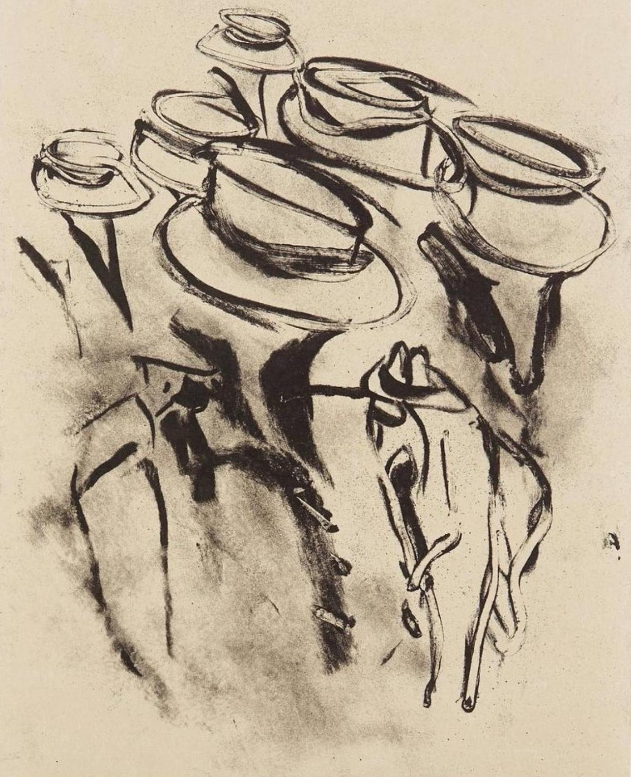 Lithograph on papier Kitakata à la main, mounted on papier Cartiere Enrico Magnani à la main paper, as issued. Paper Size: 23.5 x 19 inches. Inscription: Unsigned and unnumbered, as issued. Notes: From the folio, Poems, 1988. Published by The