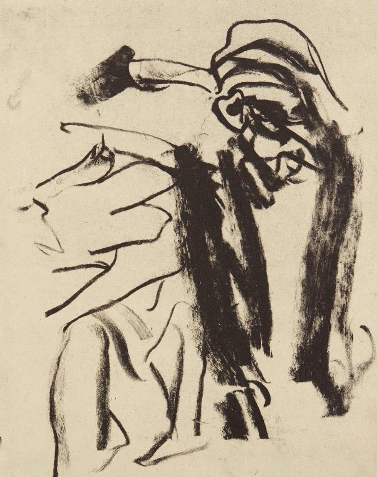 Lithographie auf Kitakata-Papier à la main, aufgezogen auf Cartiere Enrico Magnani-Papier à la main, wie ausgegeben. Papierformat: 23,5 x 19 Zoll. Beschriftung: Unsigniert und nicht nummeriert, wie ausgegeben. Anmerkungen: Aus dem Folianten,