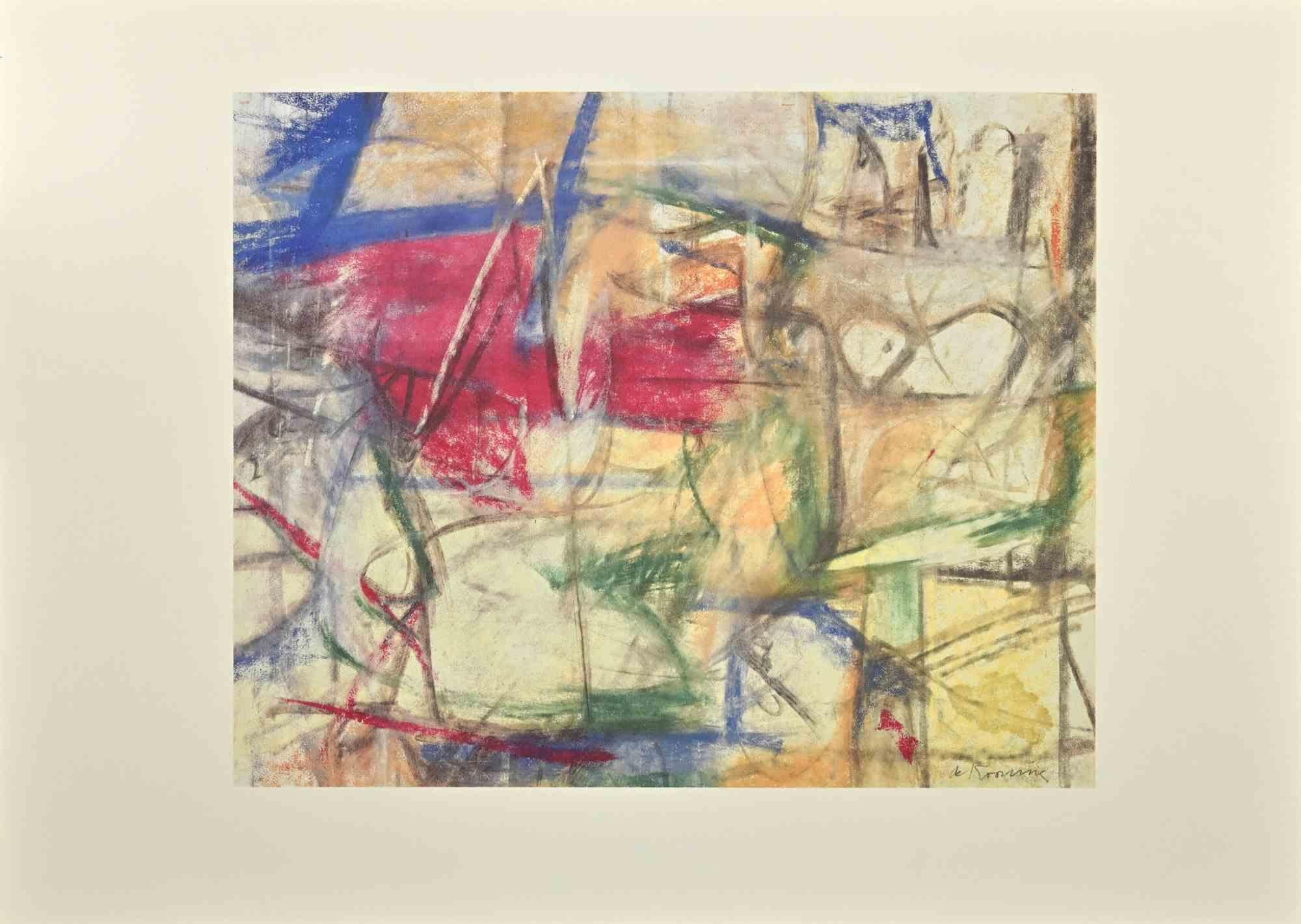 Willem de Kooning Abstract Print - Figures in Interior - Offset and Lithograph after Willem De Kooning - 1985