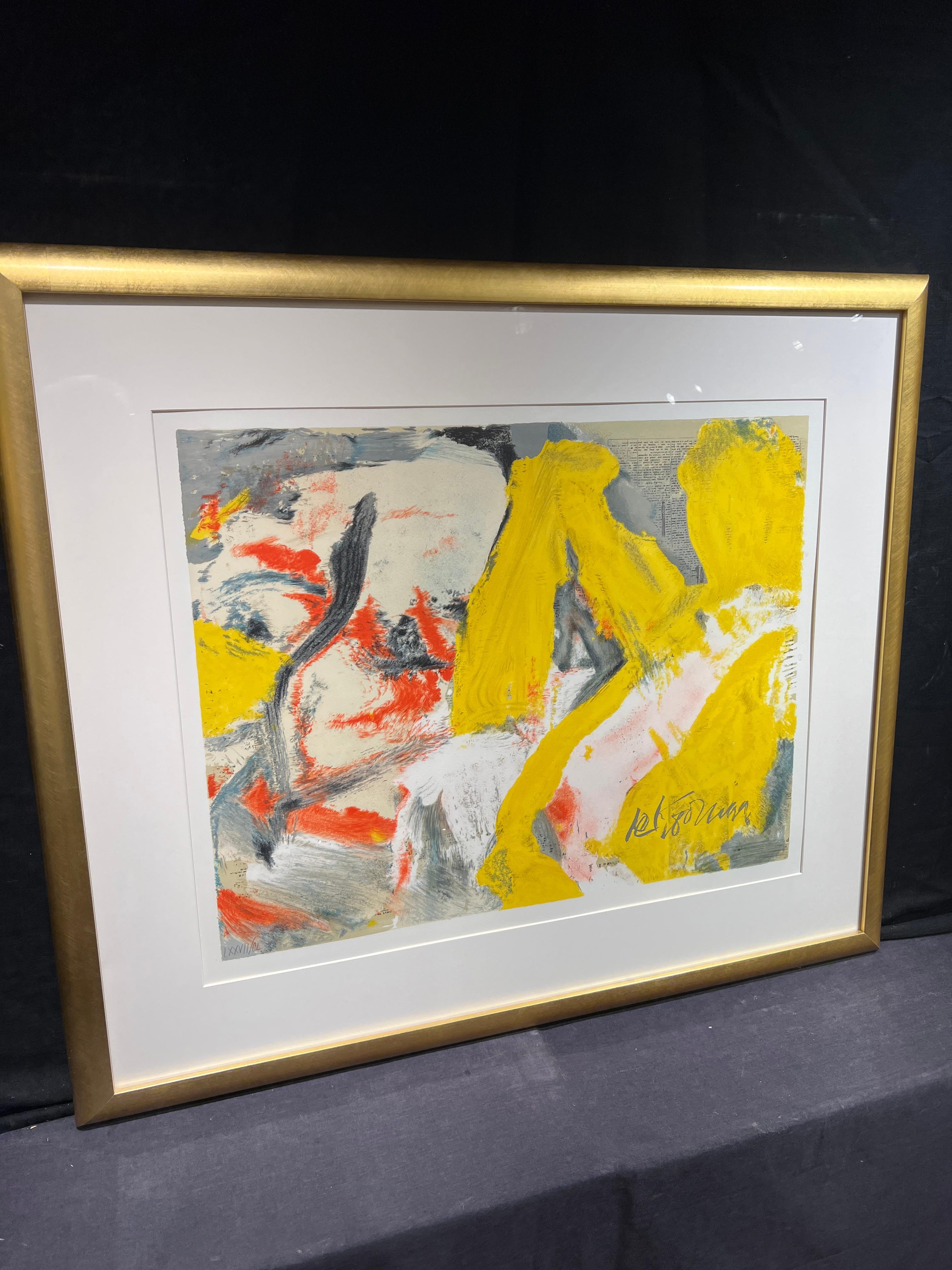 The Man and the Big Blonde - Yellow Abstract Print by Willem de Kooning