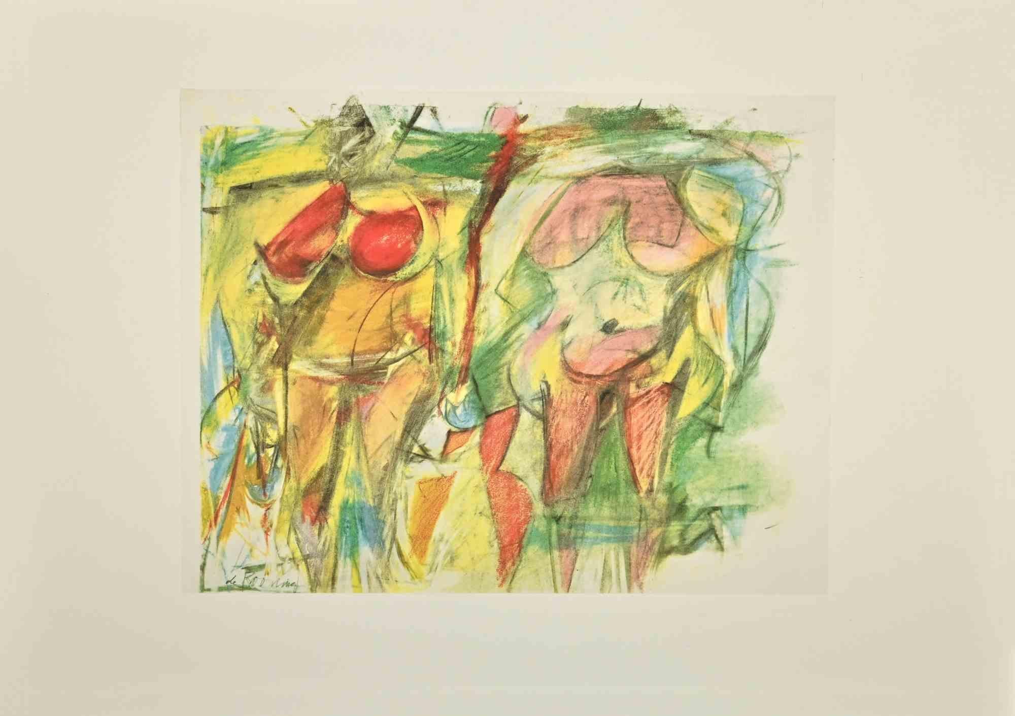 Willem de Kooning Abstract Print - Two Women's Torses - Offset and Lithograph after Willem De Kooning - 1985