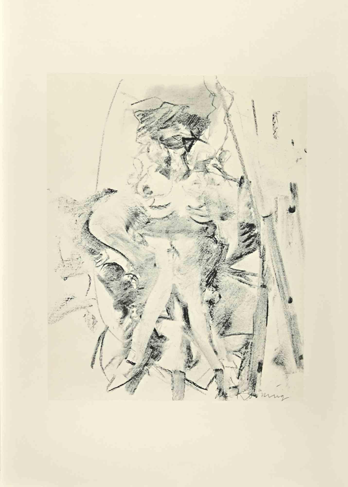 Willem de Kooning Print - Woman in a Rowing Boat - Offset and Lithograph after Willem De Kooning - 1985