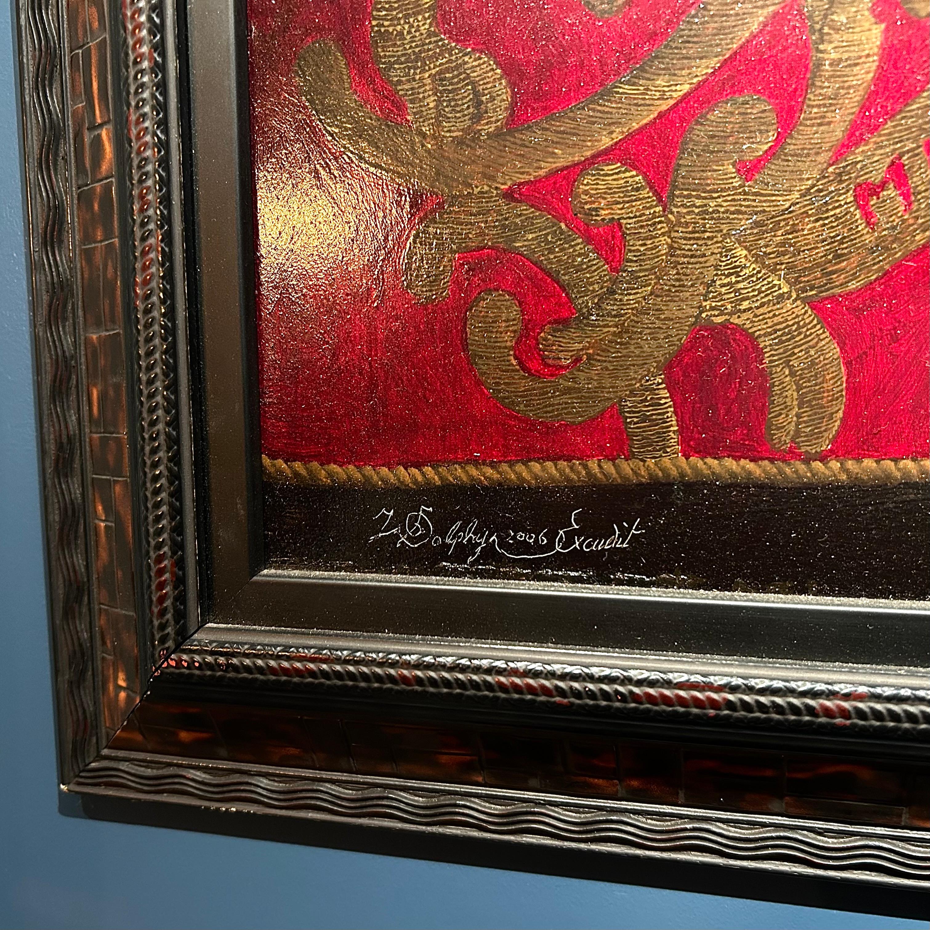 Dimensiones de la imagen: 60cm x 50cm
Dimensiones enmarcado: 73cm x 63cm
Firmado abajo a la izquierda. 

Bodegón de fresas con un surtido de vajillas.  
 
Nacido en Amberes el 17 de mayo de 1935, Willem Leo Jan Dolphyn era hijo único de Victor