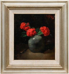 Willem Jansen - Early 20th Century Oil, Red Geraniums