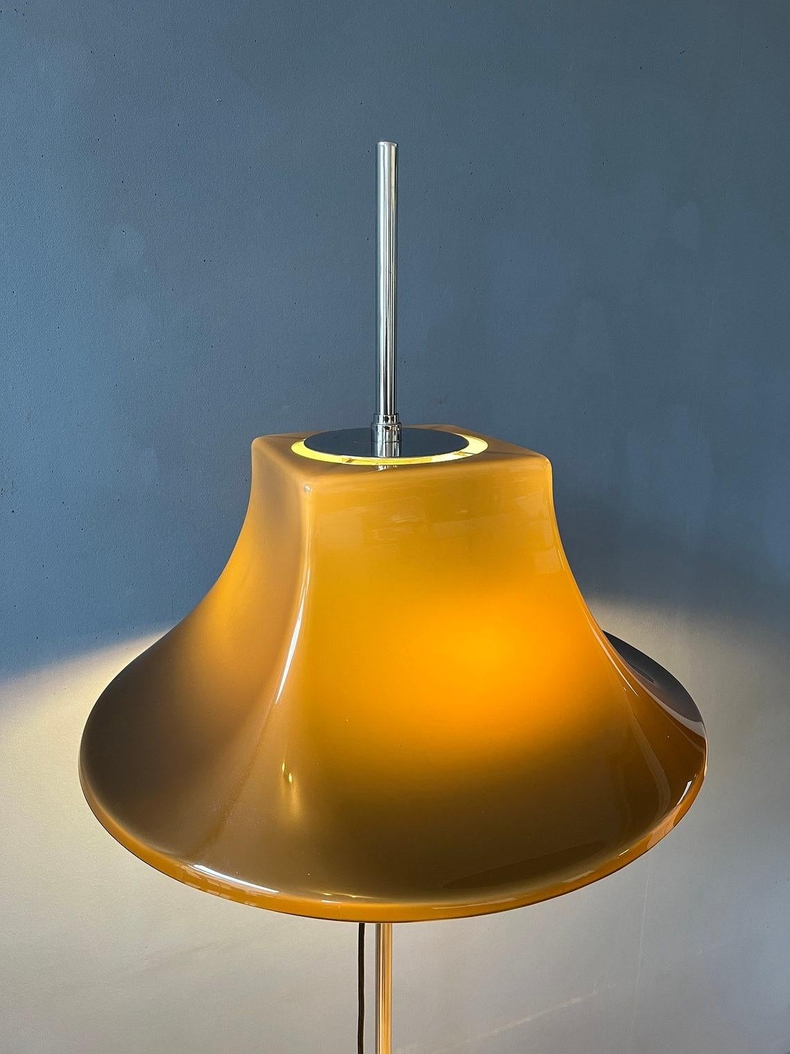 20th Century Willem Hagoort Space Age Floor Lamp with Beige Witch Hat Shade, 1970s For Sale