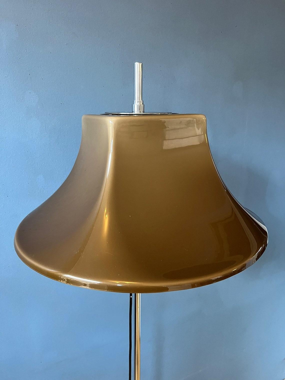 Willem Hagoort Space Age Floor Lamp with Beige Witch Hat Shade, 1970s For Sale 2
