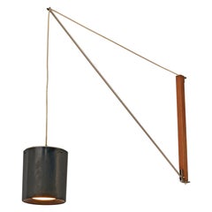 Vintage Willem Hagoort Wall Lamp 'Arc' in Teak and Metal