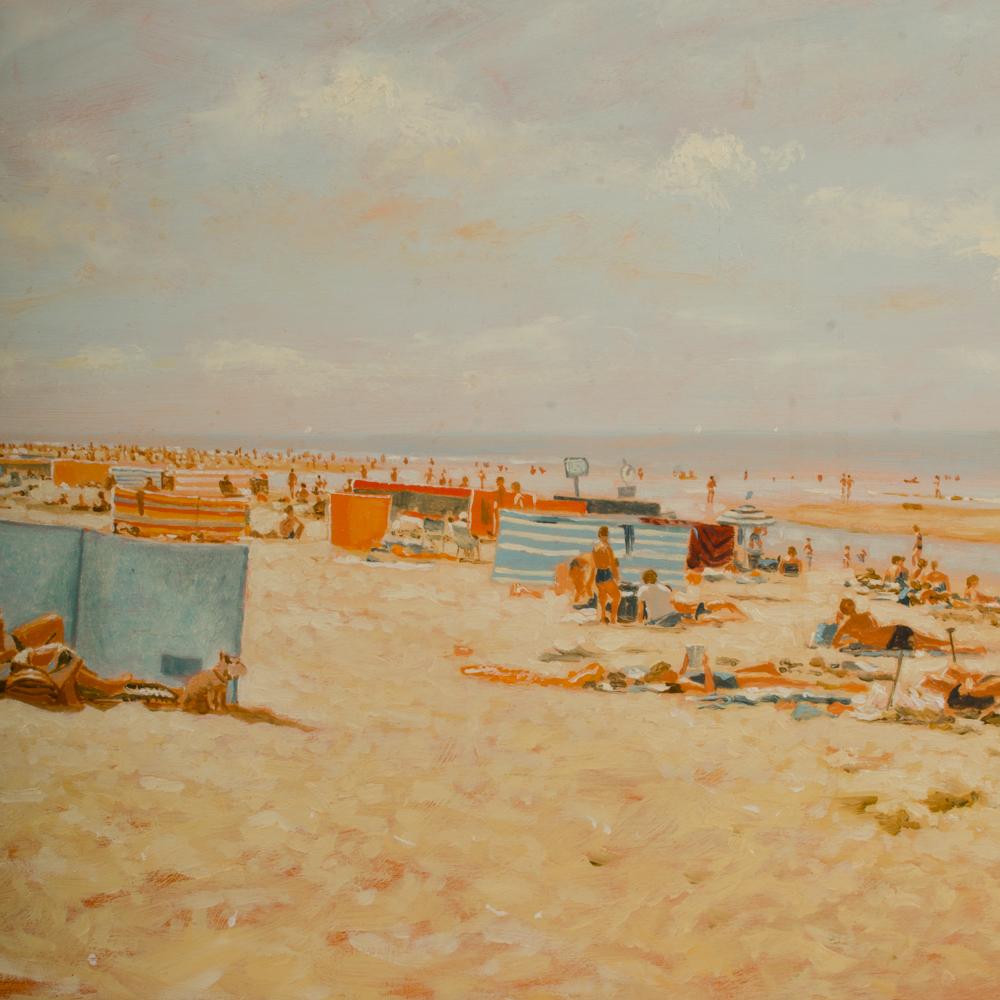 Canvas Willem Helfferich (Dutch) Pastel Beach For Sale