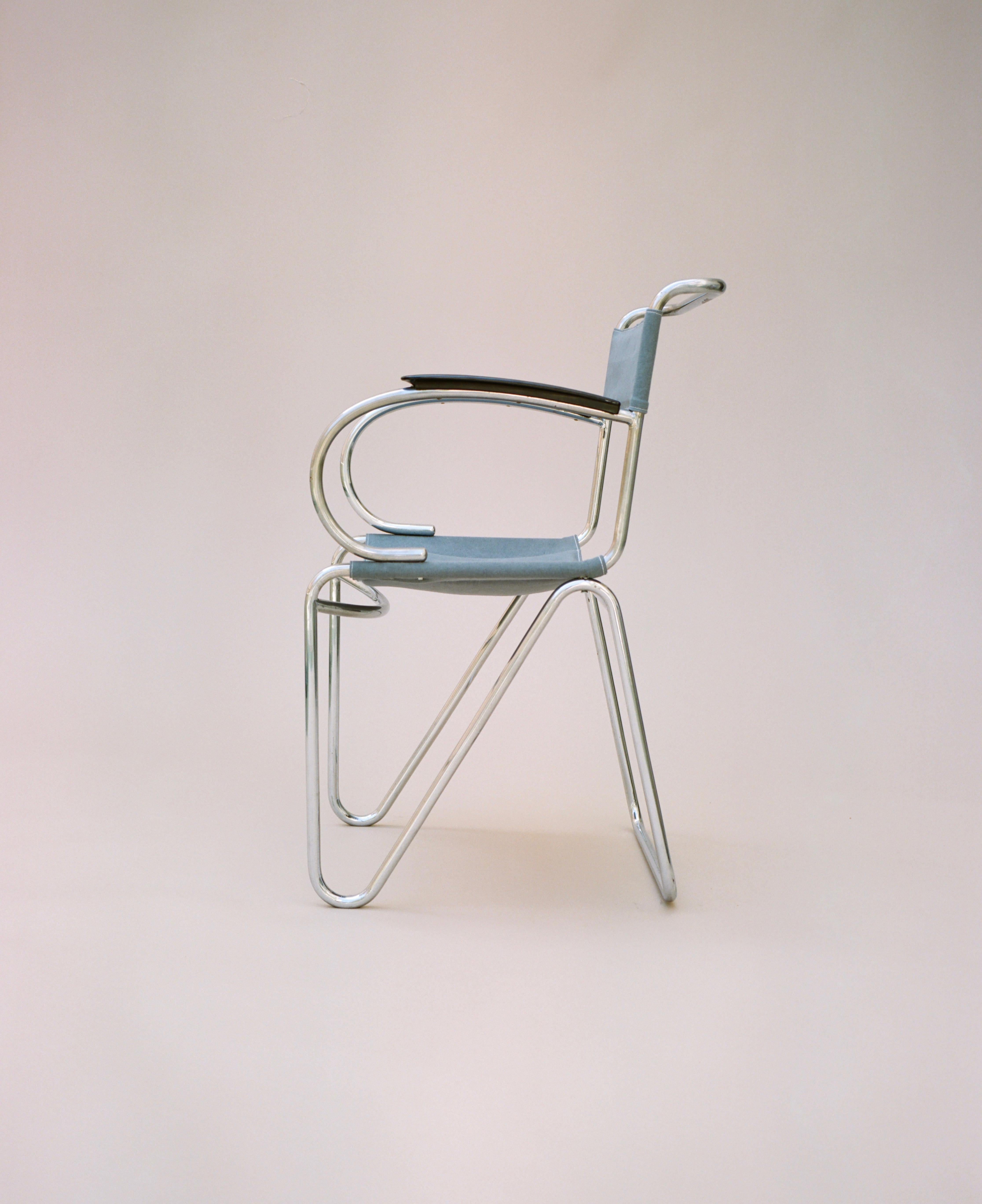 Bauhaus Willem Hendrik Gispen, Rare Diagonal Chair Variant, circa 1930