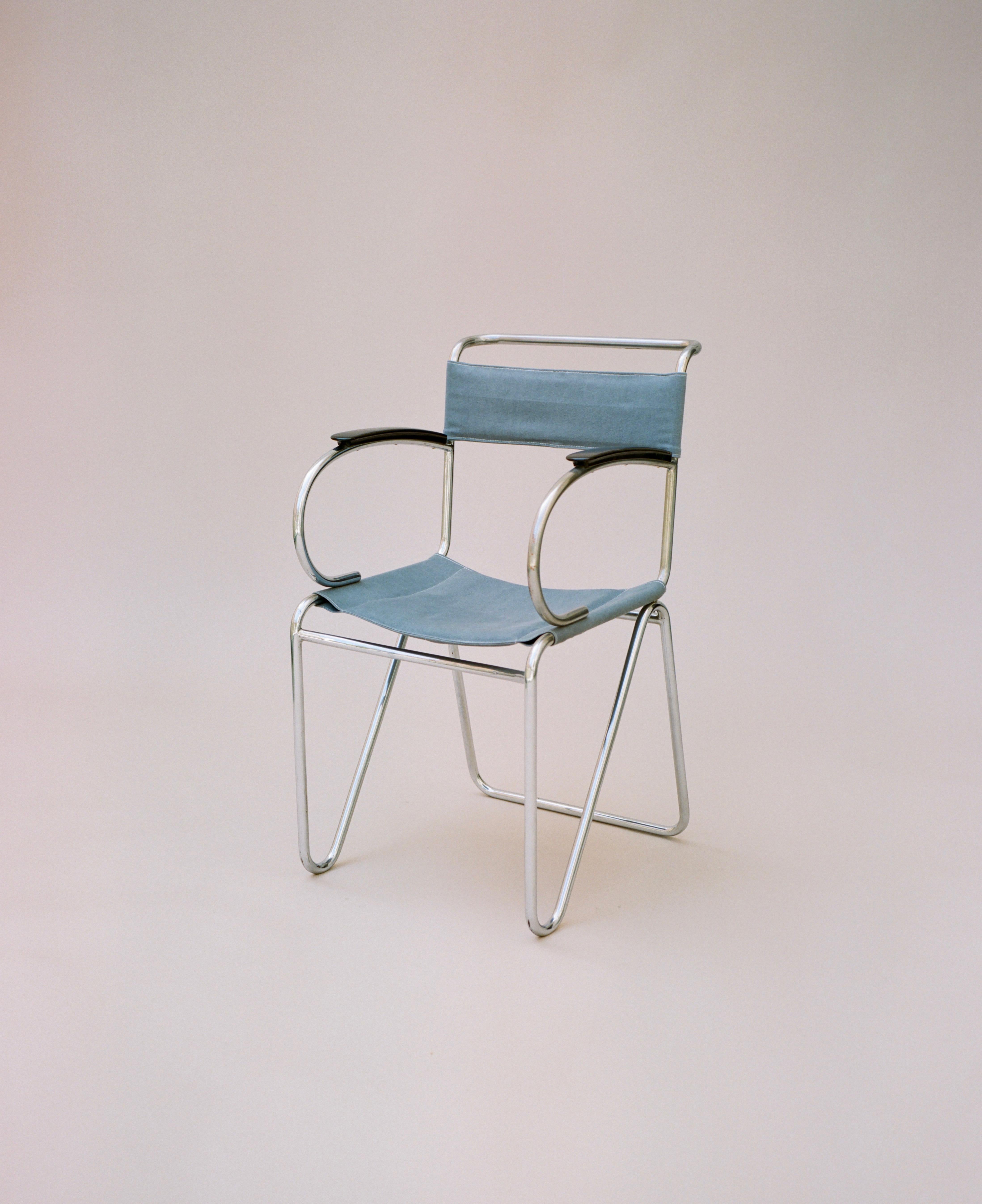 Willem Hendrik Gispen, Rare Diagonal Chair Variant, circa 1930 In Good Condition For Sale In Los Angeles, CA