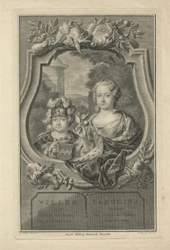 Willem IV and Princess Carolina – Antique Dutch Engraving c.1730