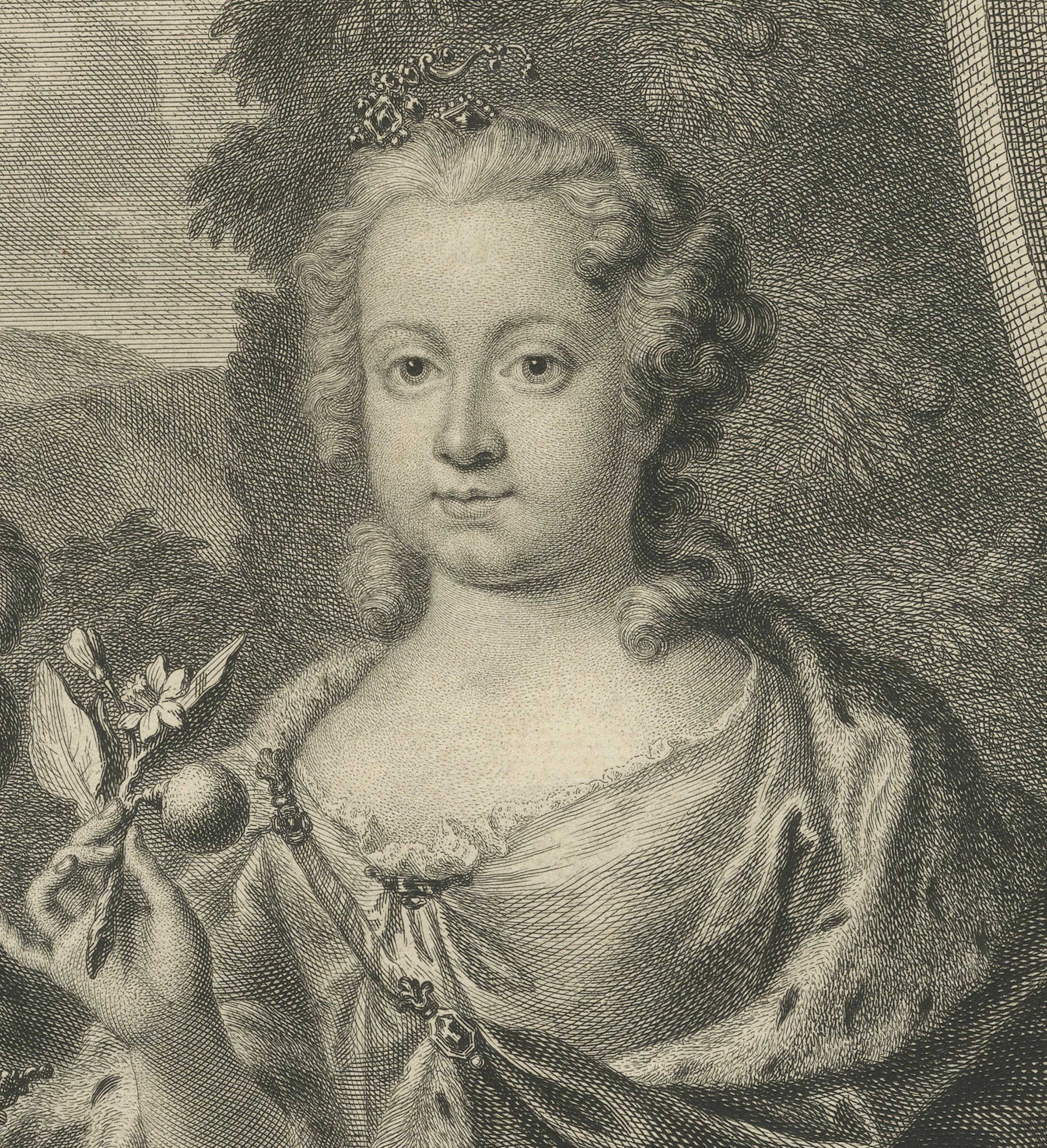 Paper Willem IV and Princess Carolina – Antique Dutch Engraving c.1730 For Sale