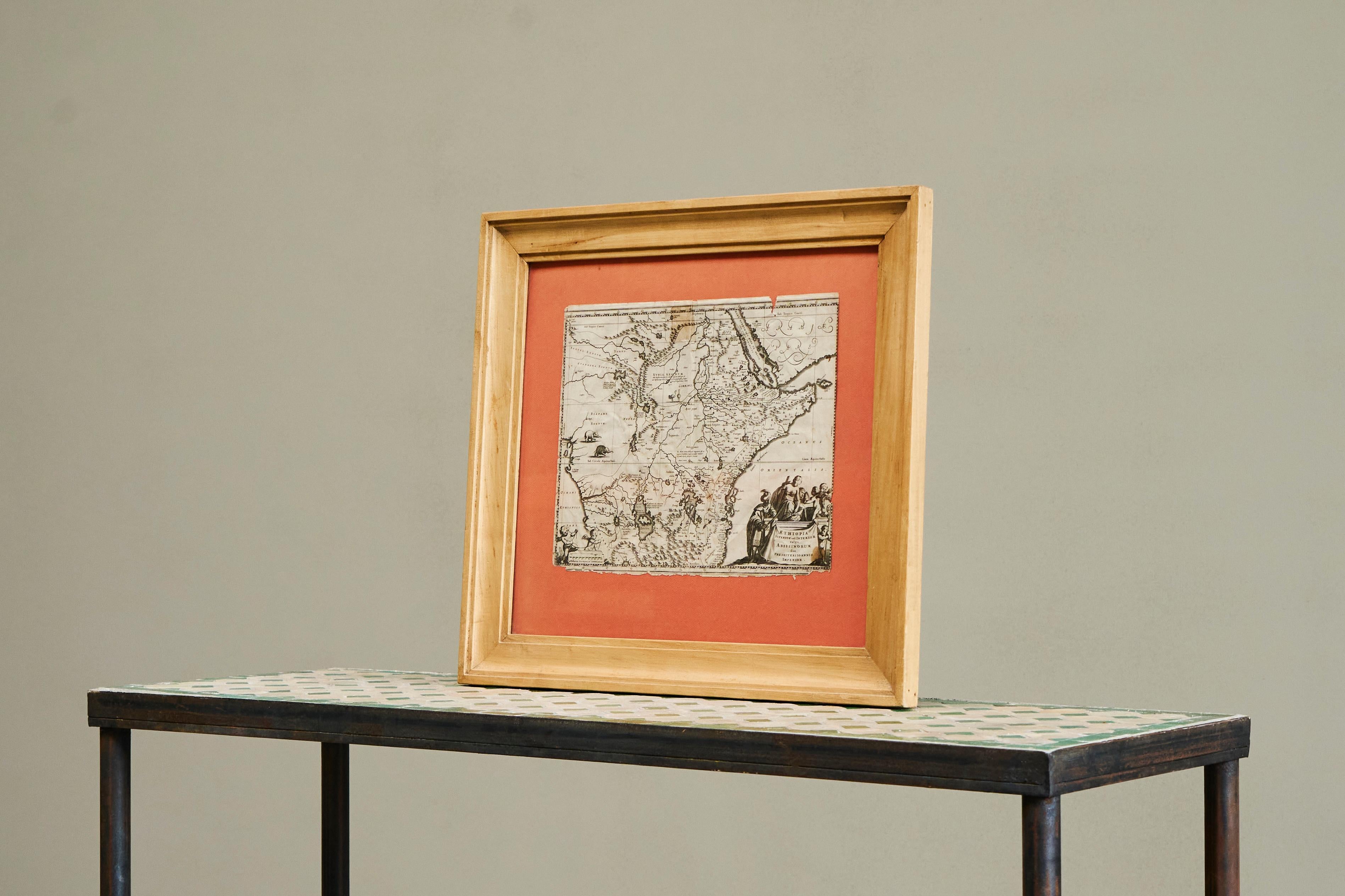 Willem Janszoon Blaeu Rare Original 17th Century Map of Ethiopia in a Pine Frame For Sale 10