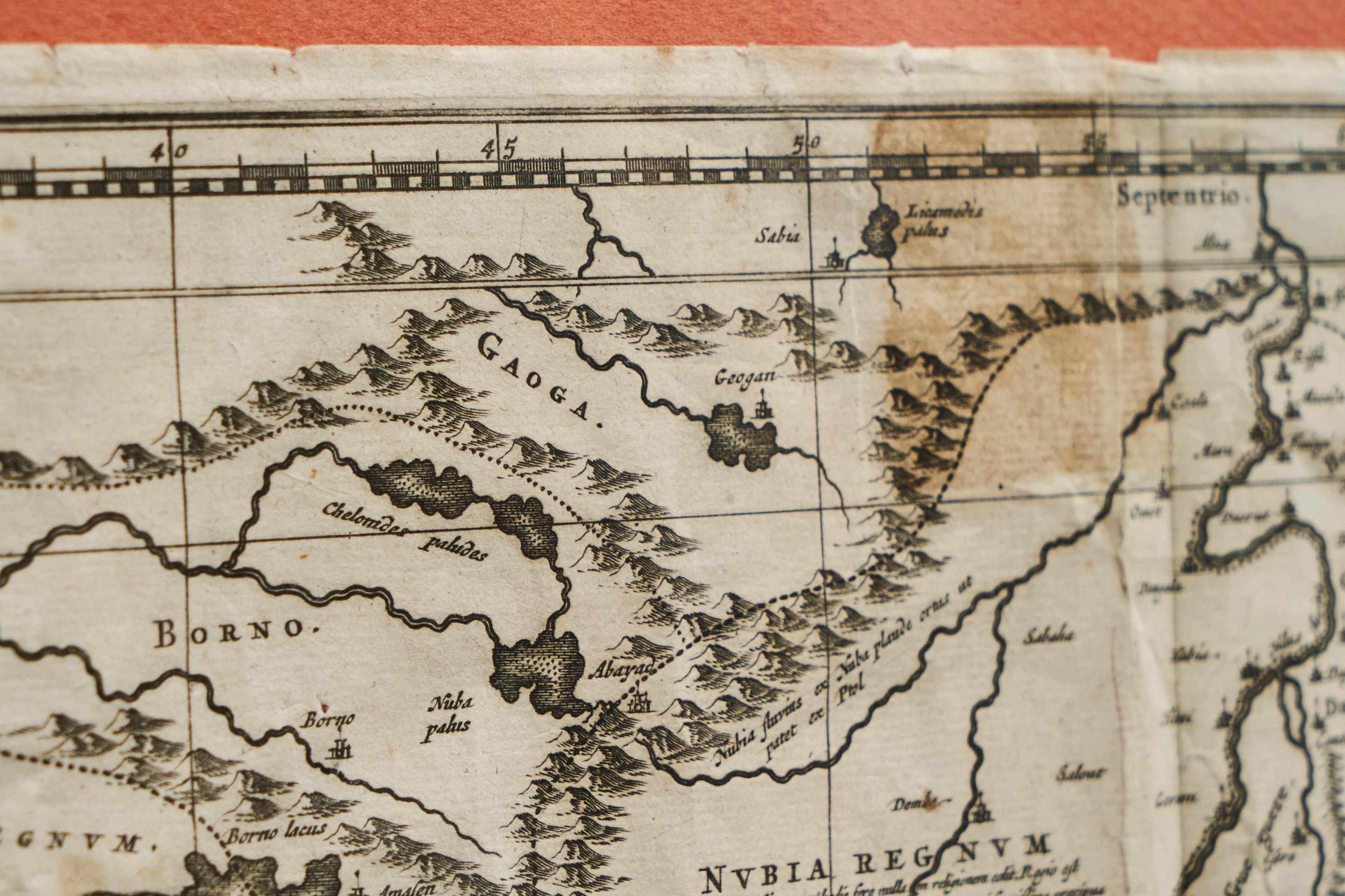 Willem Janszoon Blaeu Rare Original 17th Century Map of Ethiopia in a Pine Frame For Sale 2