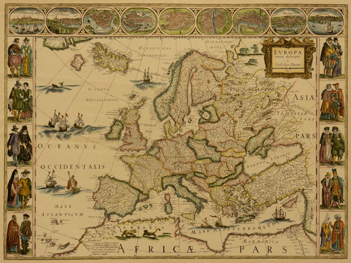 Europe recens deseripta a Guilielmo Blaeuw - Print by Willem Janszoon Bleau