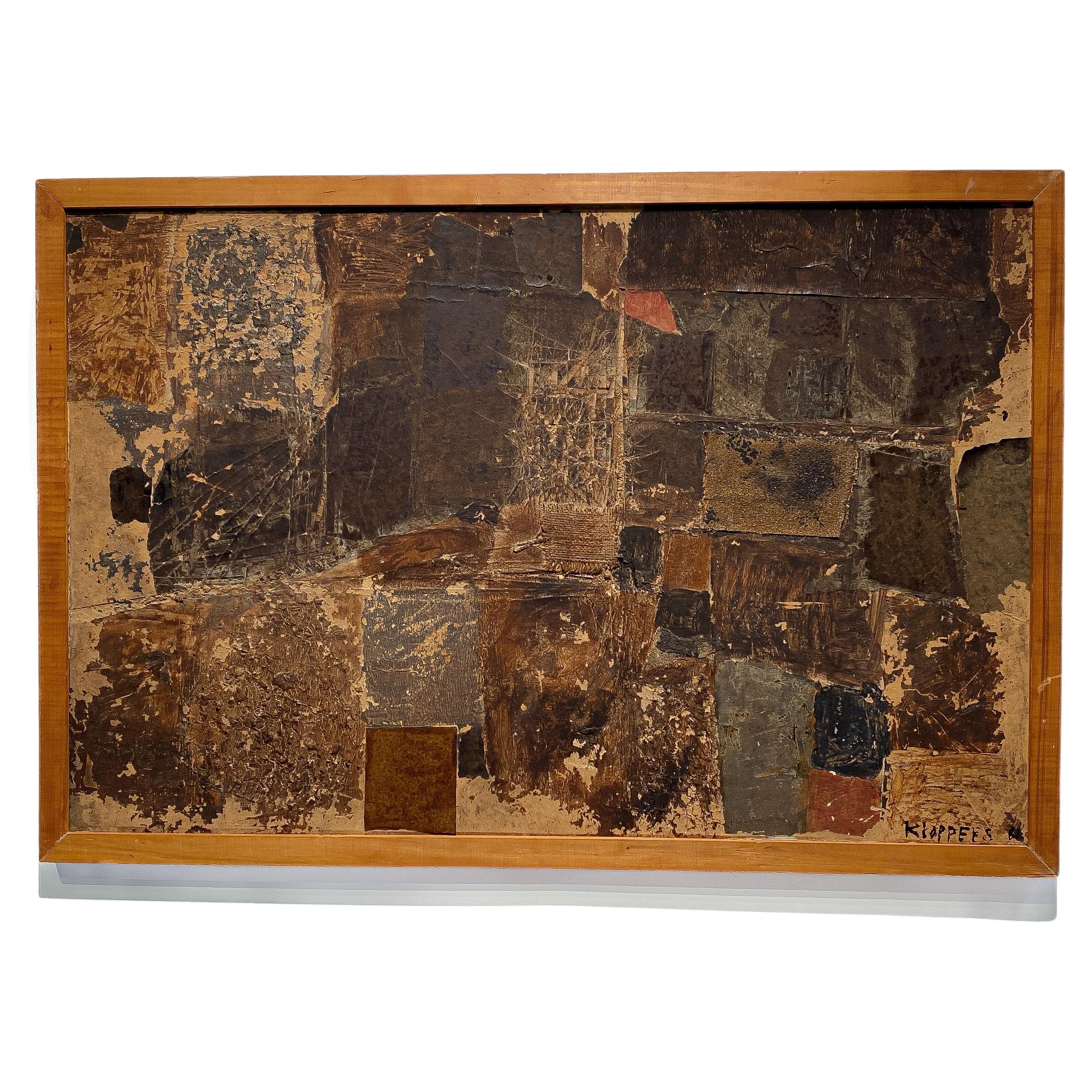 Willem Kloppers, abstract/brutalist "Matter Painting", ca. 1970 in tonal brown