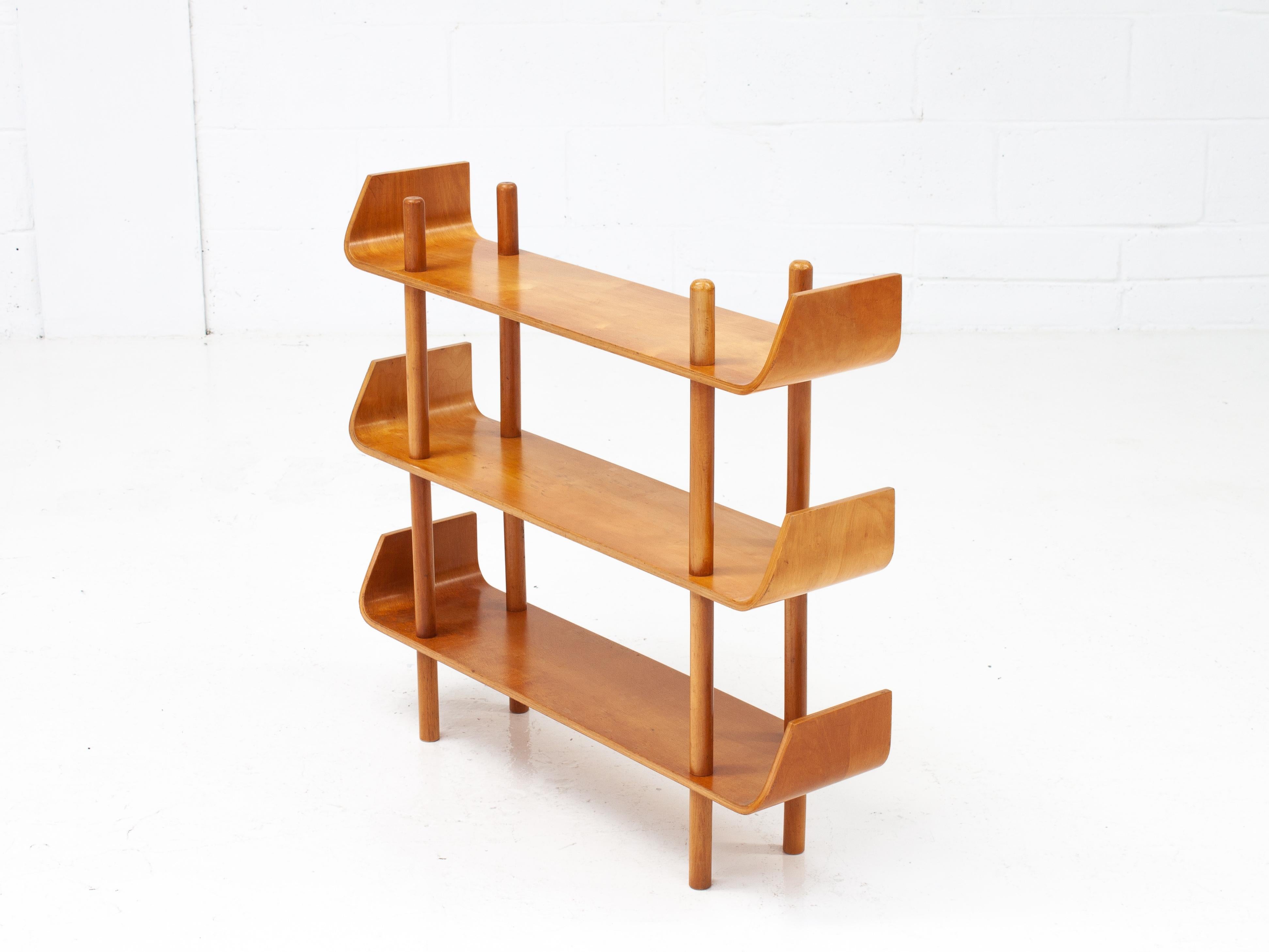 Beech Willem Lutjens Bentwood Shelving Unit for Gouda den Boer, Netherlands, 1950s