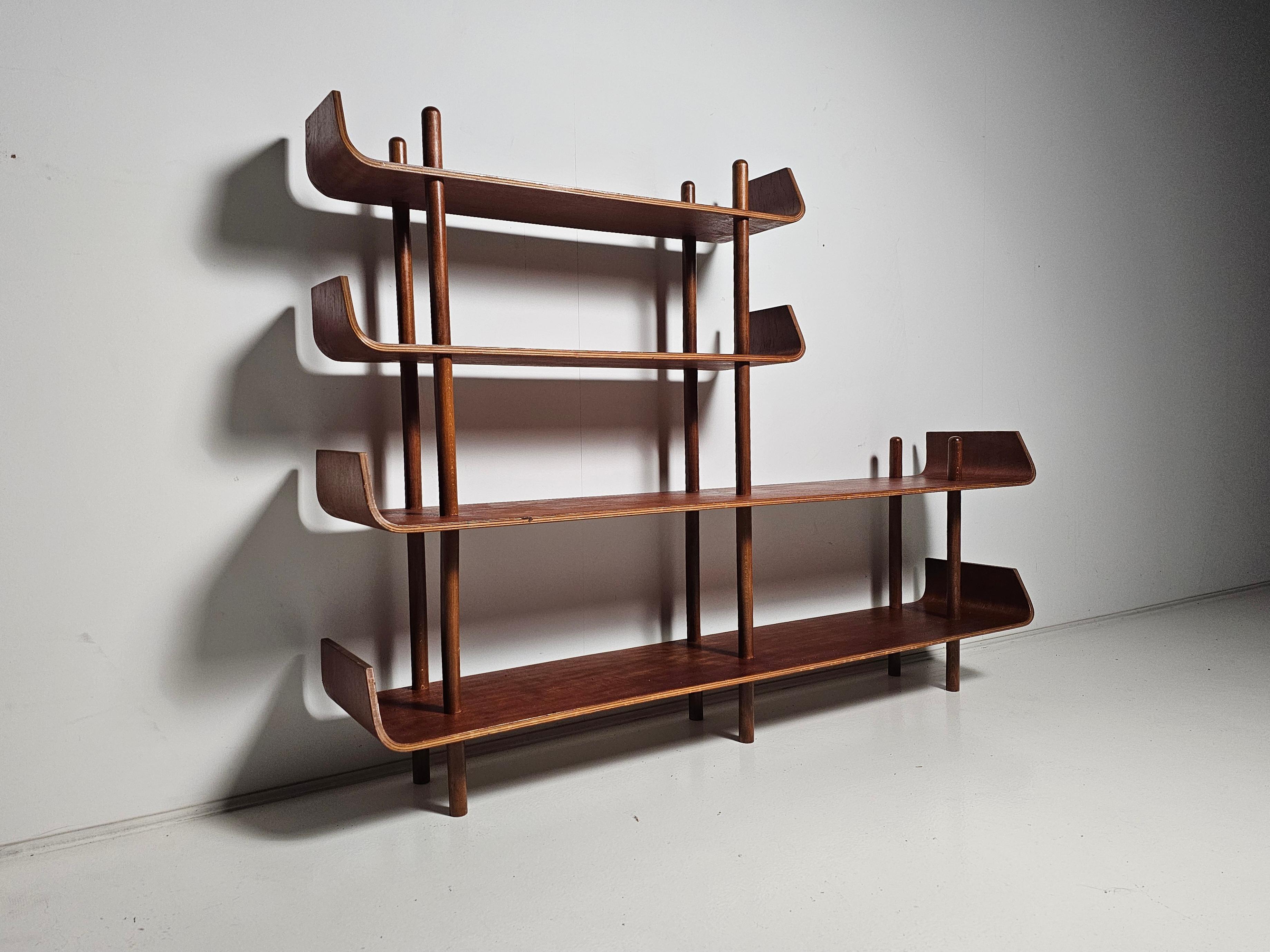 Mid-Century Modern Willem Lutjens Teak Bookcase for Den Boer Gouda,  The Netherlands, 1953 For Sale
