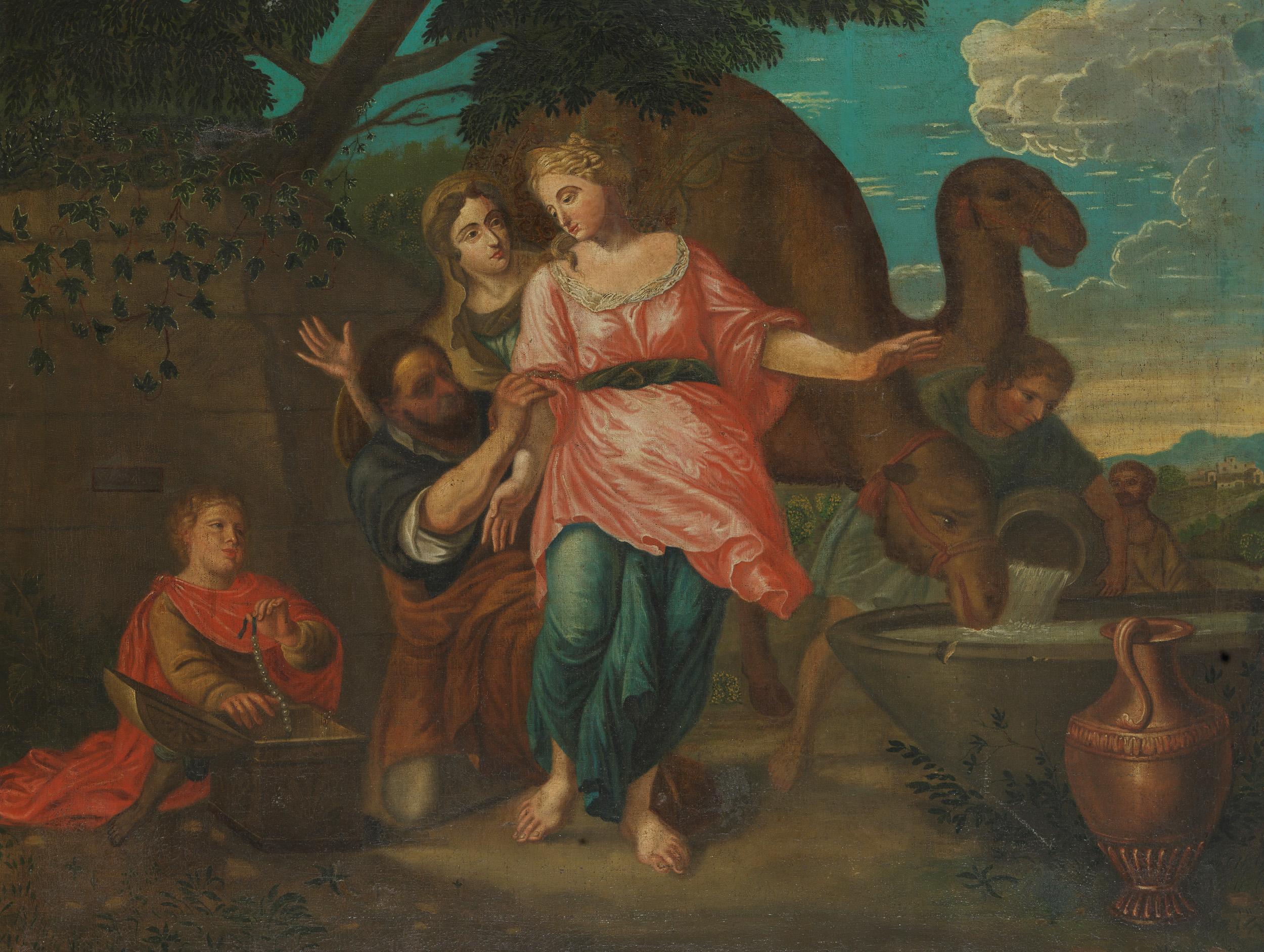 18th C, In the Style of the Classicizing Baroque, Biblical, Rebekka and Eliëzer 