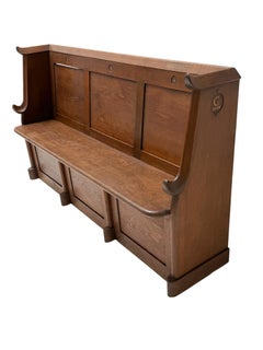 Willem Penaat Art Deco Three-Seat Bench, Solid Oak, 1920s