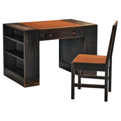  Willem Penaat for Metz & Co Writing Desk with Shelves and Chair in Oak