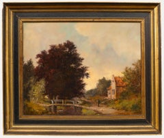 Willem Polderman (1913-1983) - Olio incorniciato della metà del XX secolo, paesaggio olandese