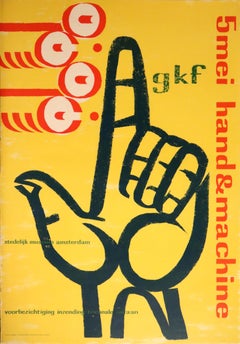 Original Vintage Poster For The GKF Exhibition Hand And Machine Stedelijk Museum