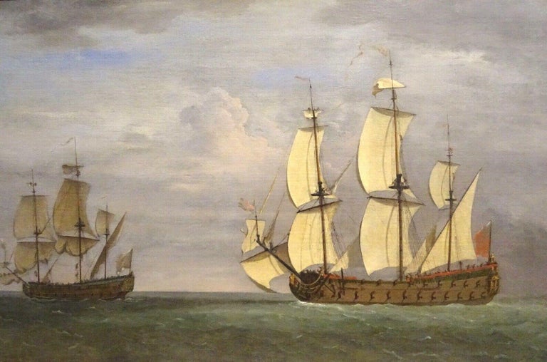 Wilhelm van de Velde the Younger Landscape Painting - French Ship Under Press From The Royal Navy, 17th Century