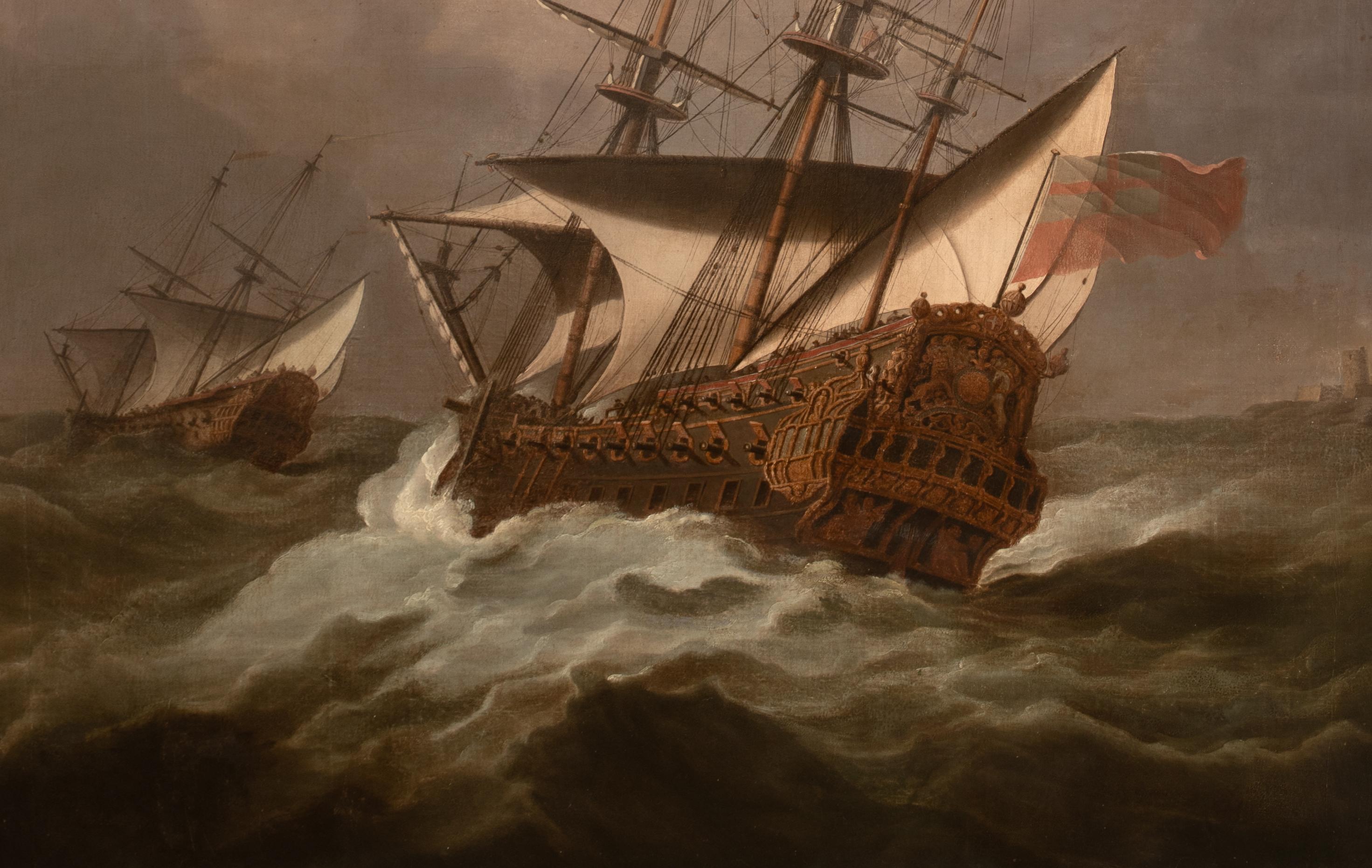 HMS Resolution im Orkan, 17. Jahrhundert  Willem Van De Velde (1633-1707) im Angebot 1