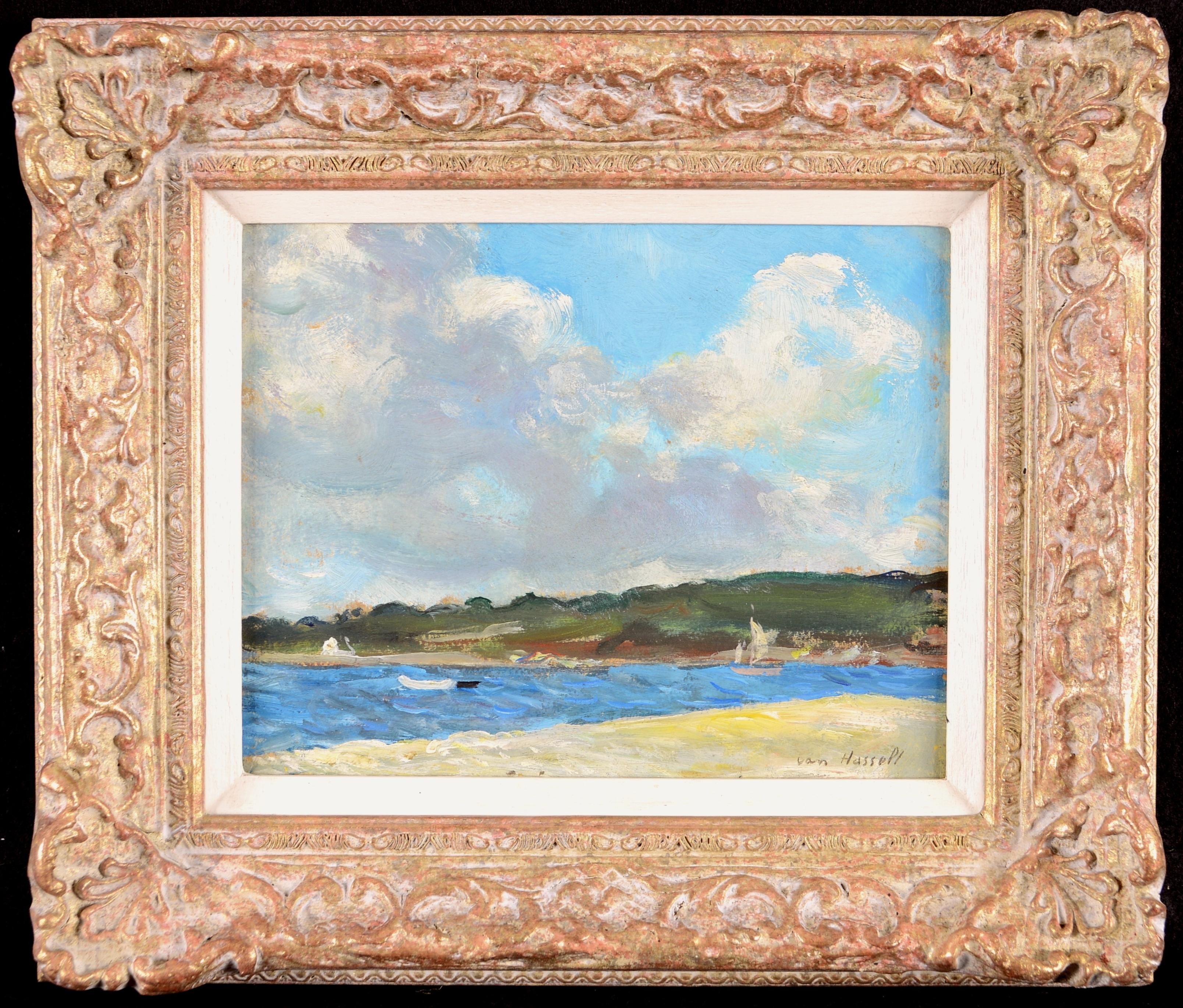 Trinité-sur-Mer - Peinture impressionniste française représentant un paysage côtier breton avec plage