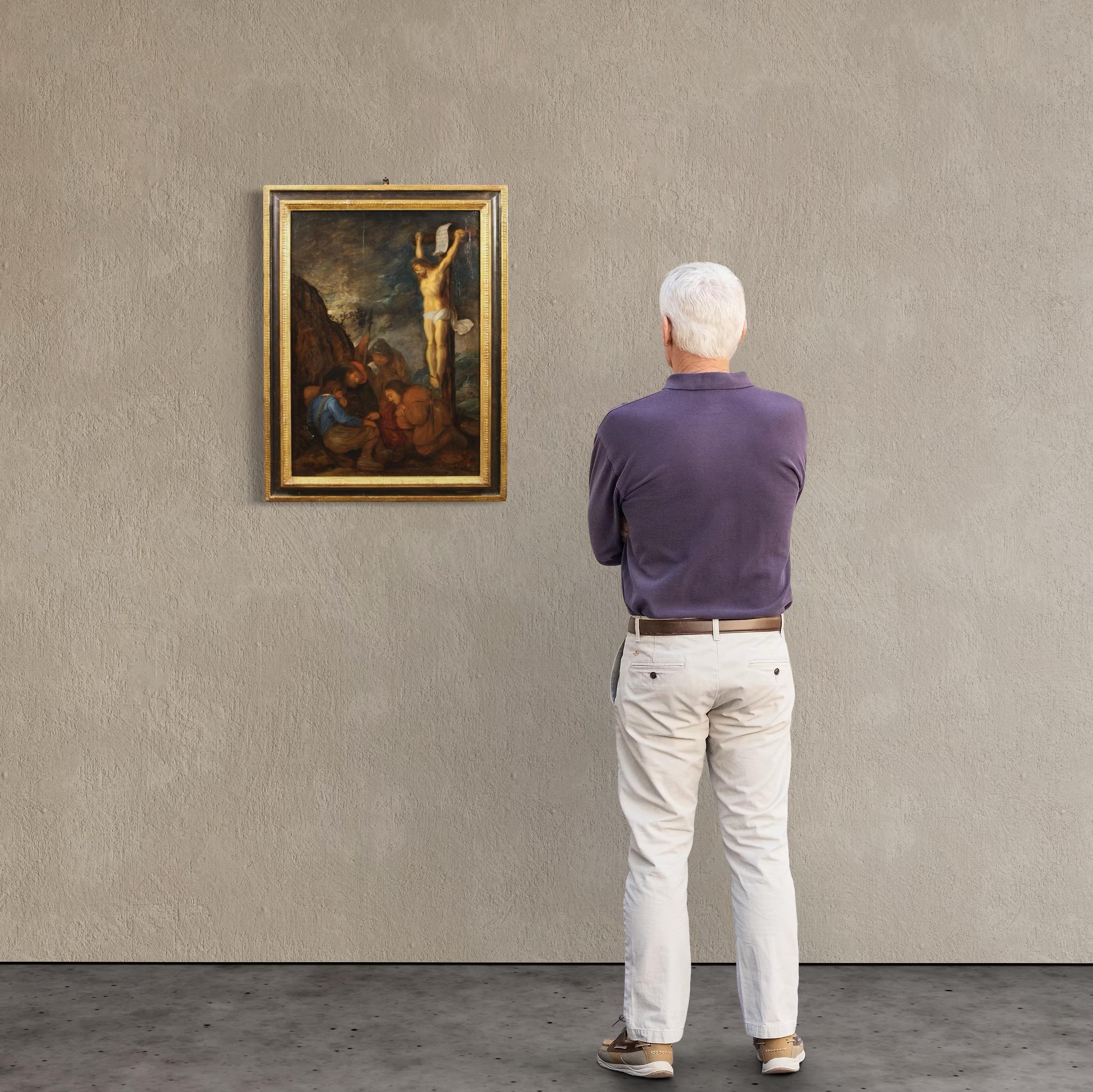 17th Century Oil on Panel Flemish Antique Religious Painting, 1650 - Brown Landscape Painting by Willem Van Herp