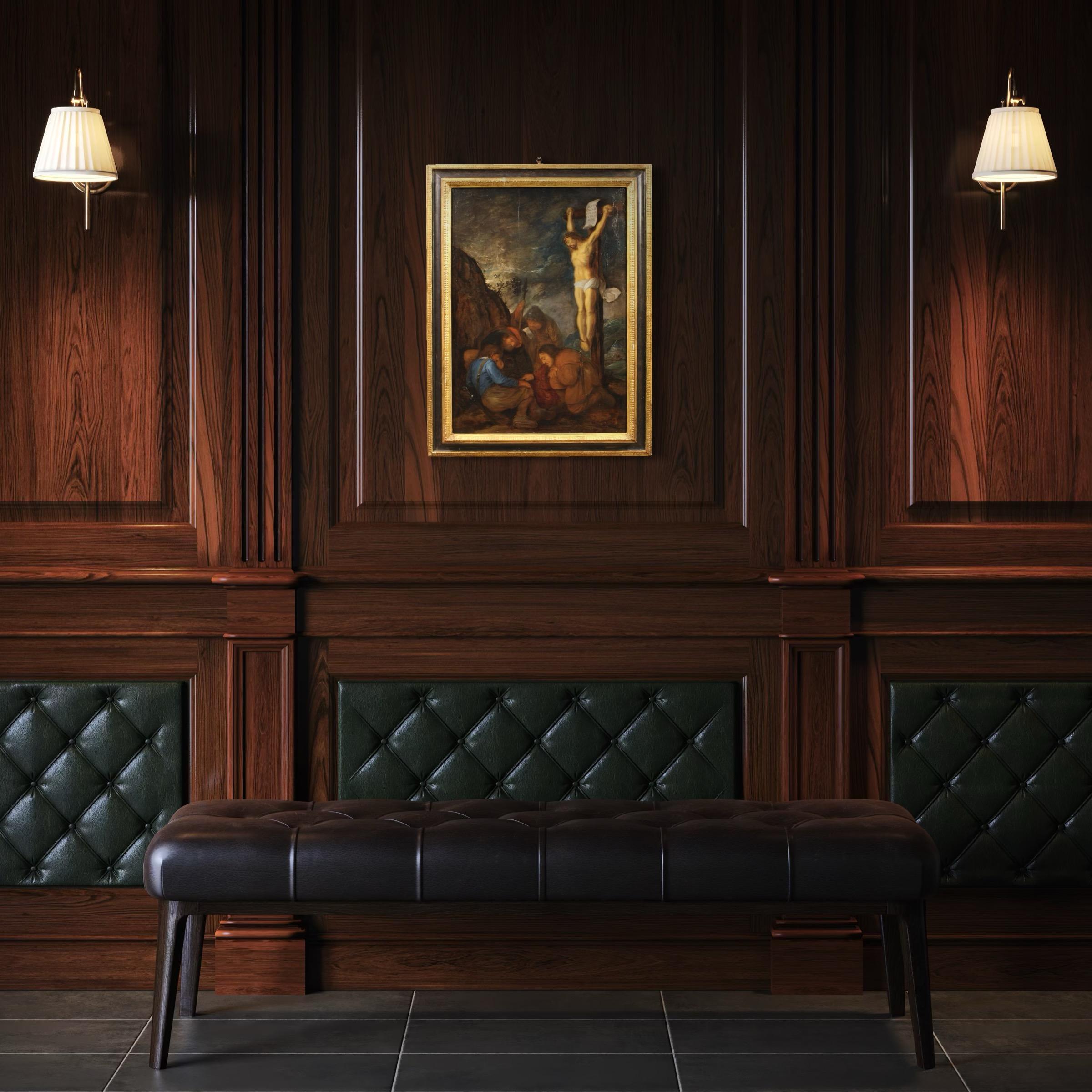 17th Century Oil on Panel Flemish Antique Religious Painting, 1650 For Sale 1