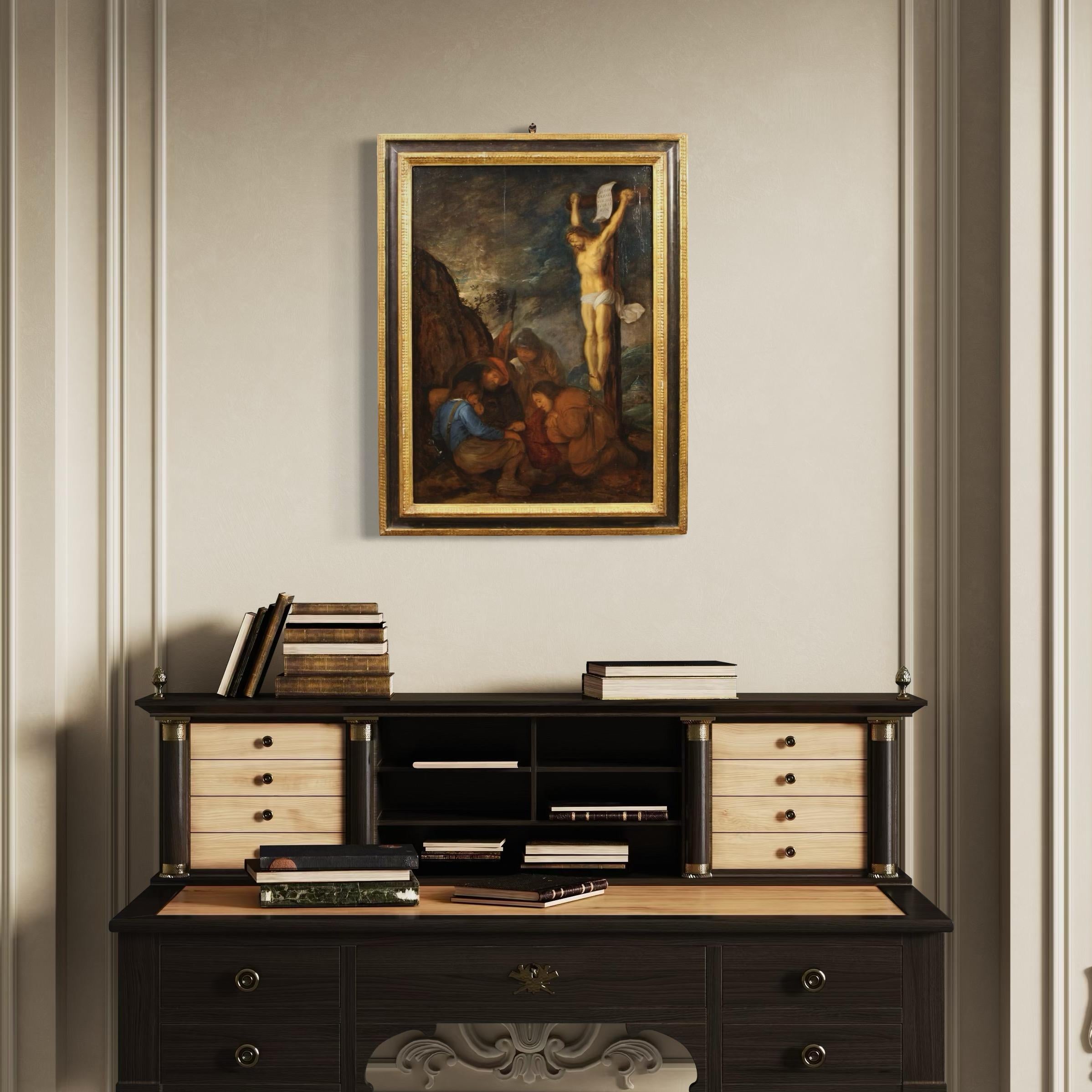 17th Century Oil on Panel Flemish Antique Religious Painting, 1650 For Sale 6