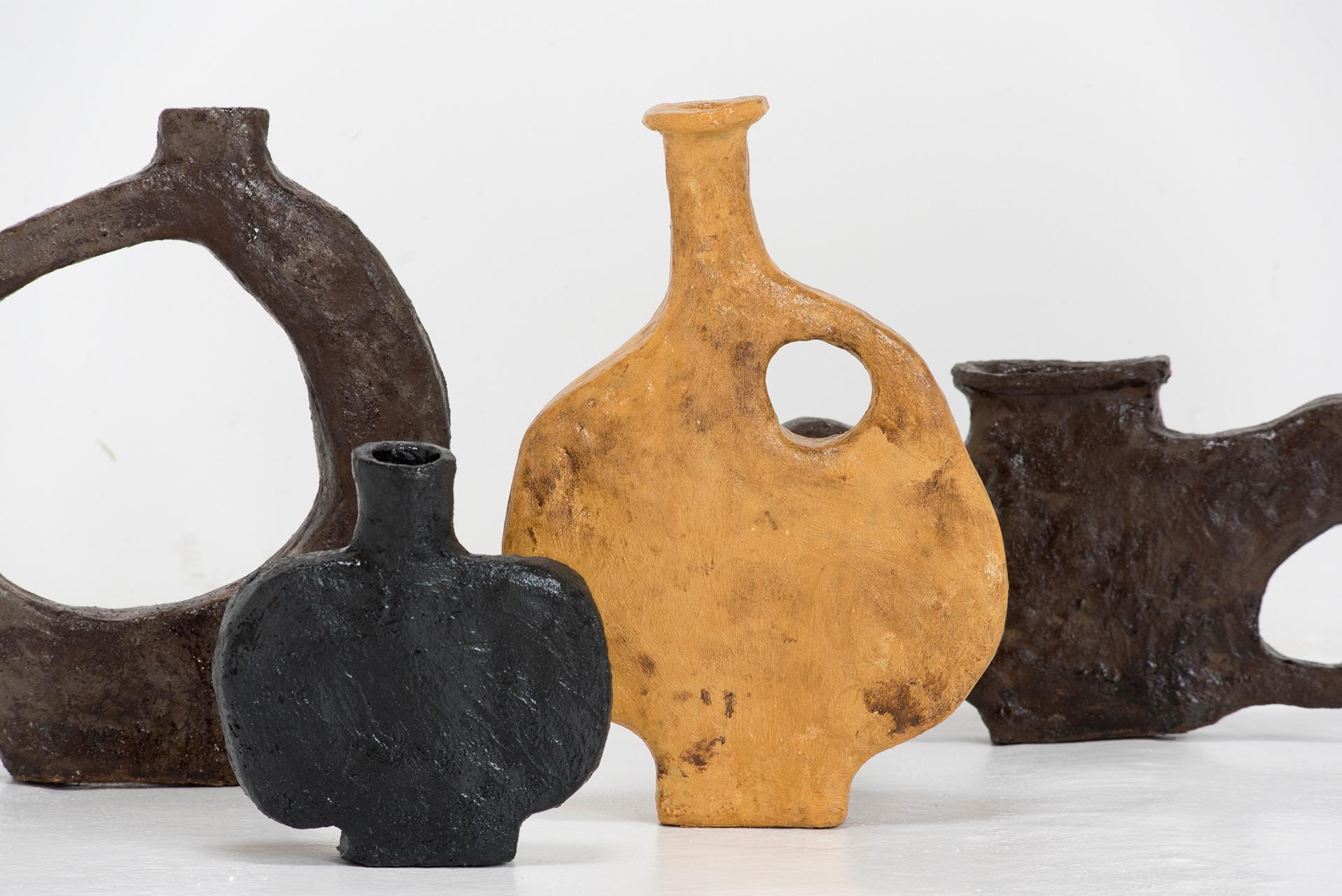 Willem Van Hooff Brown Earthenware African Vase Model 