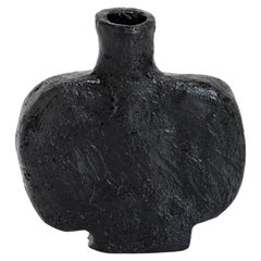 Willem Van Hooff Contemporary Black Ceramic Vase Model "Siku" African Vessel