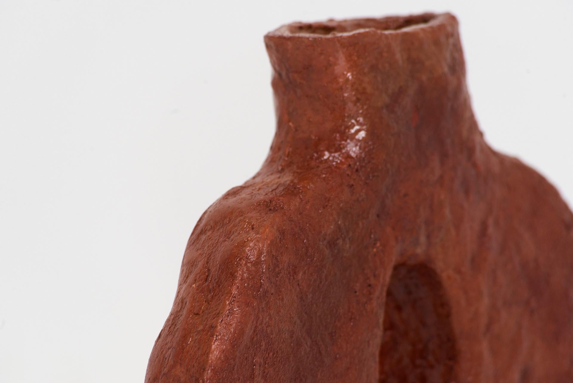 Willem Van Hooff Contemporary Red Ceramic African Vessel Vase Model 